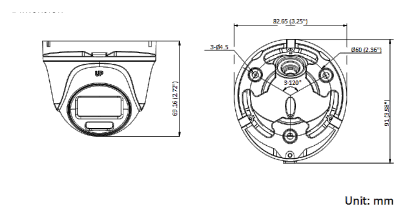 THC-T129-M 外形尺寸圖 82.65 mm × 91.0 mm × 69.16 mm (3.25