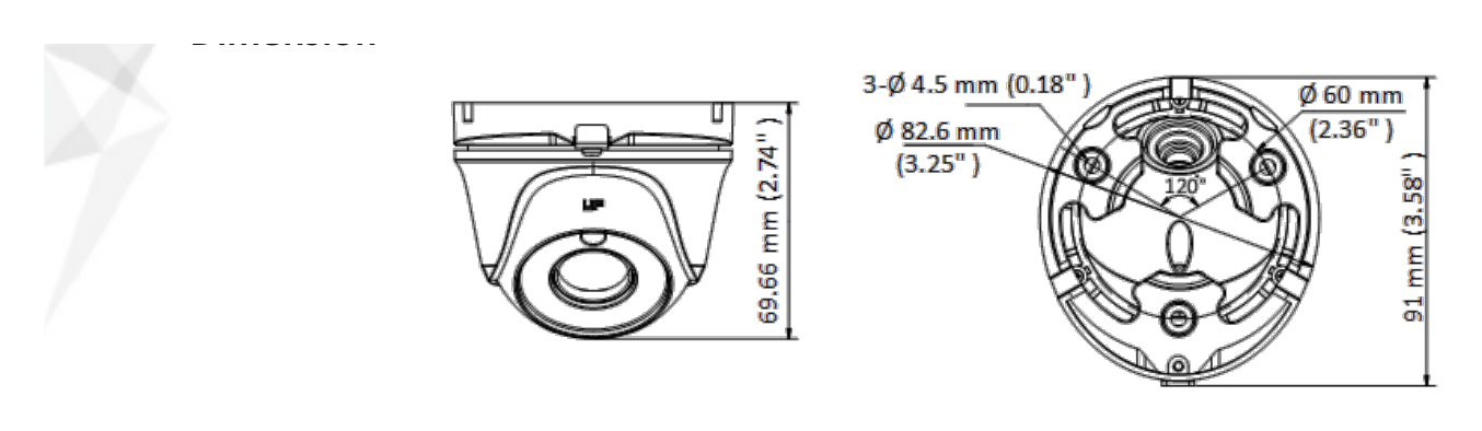 THC-T150-M 外形尺寸圖 Ø 82.6 mm × 69.66 mm (Ø 3.25