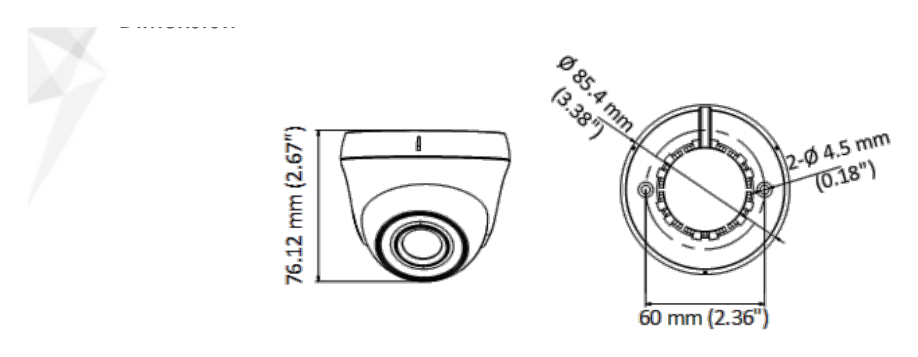 THC-T150-P 外形尺寸圖 Ø 85.4 mm × 76.12 mm (Ø 3.38