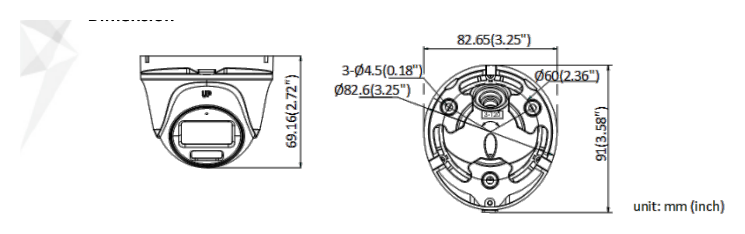THC-T159-MS 外形尺寸圖 82.65 mm × 91.0 mm × 69.16 mm (3.25
