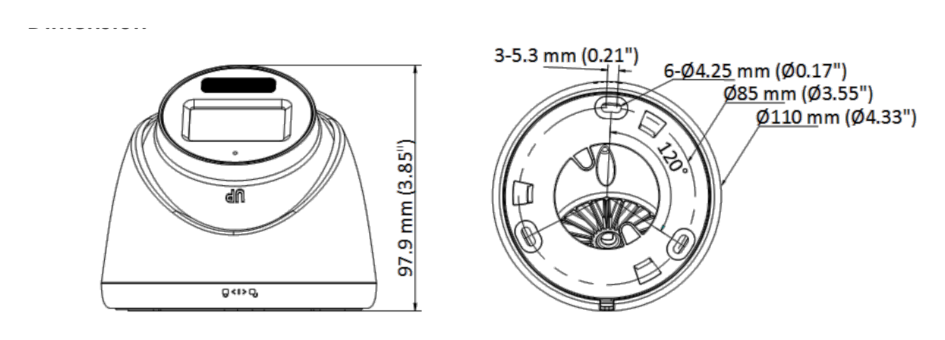 THC-T229-LMS 外形尺寸圖 97.9 mm × Ø 110 mm (3.85