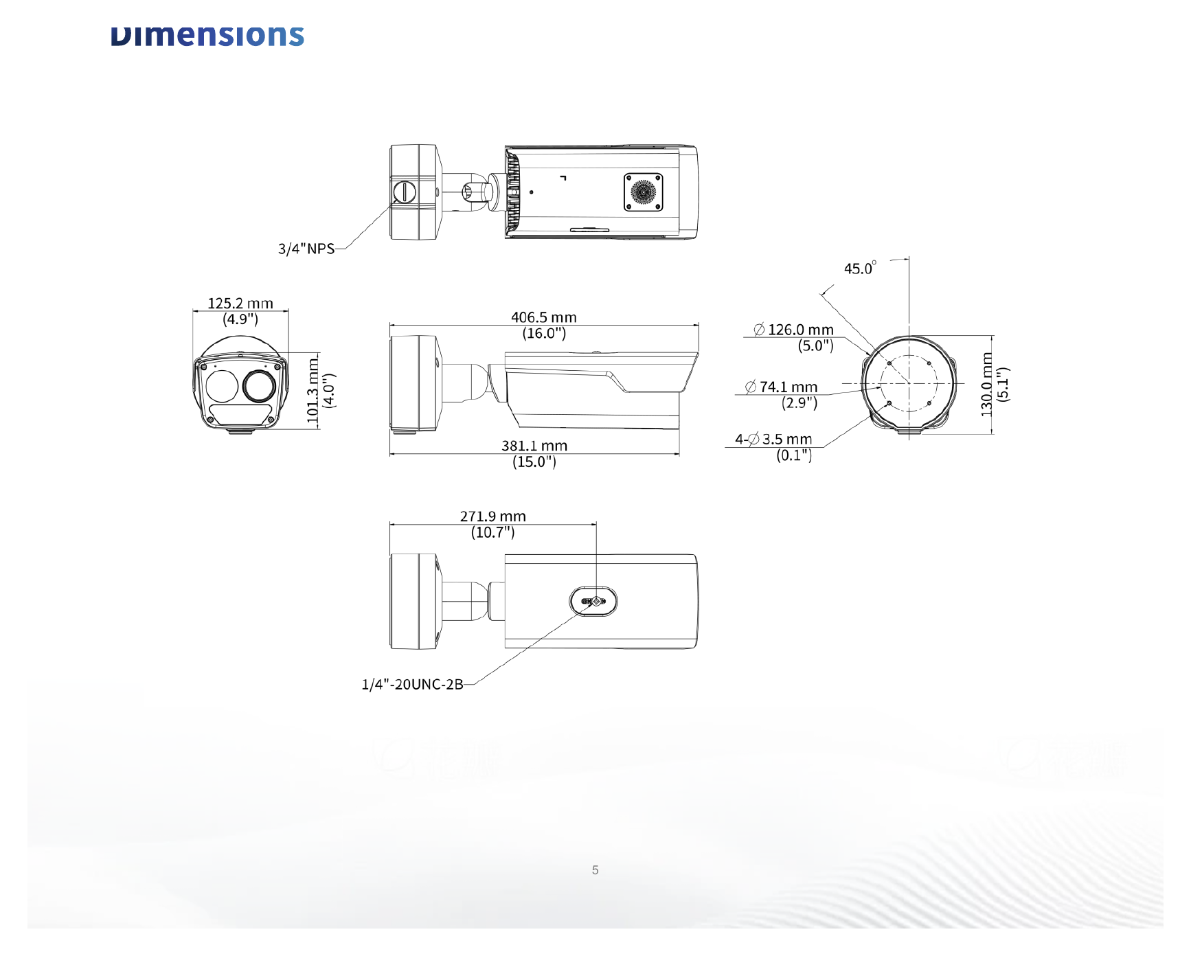 TIC2626S-F35-4F12AC-I3 外形尺寸圖 406.0 x 130.0 x 130.0 mm (16.0" x 5.1" x 5.1")(L x W x H)｜重量 2.23 kg｜Unit: mm