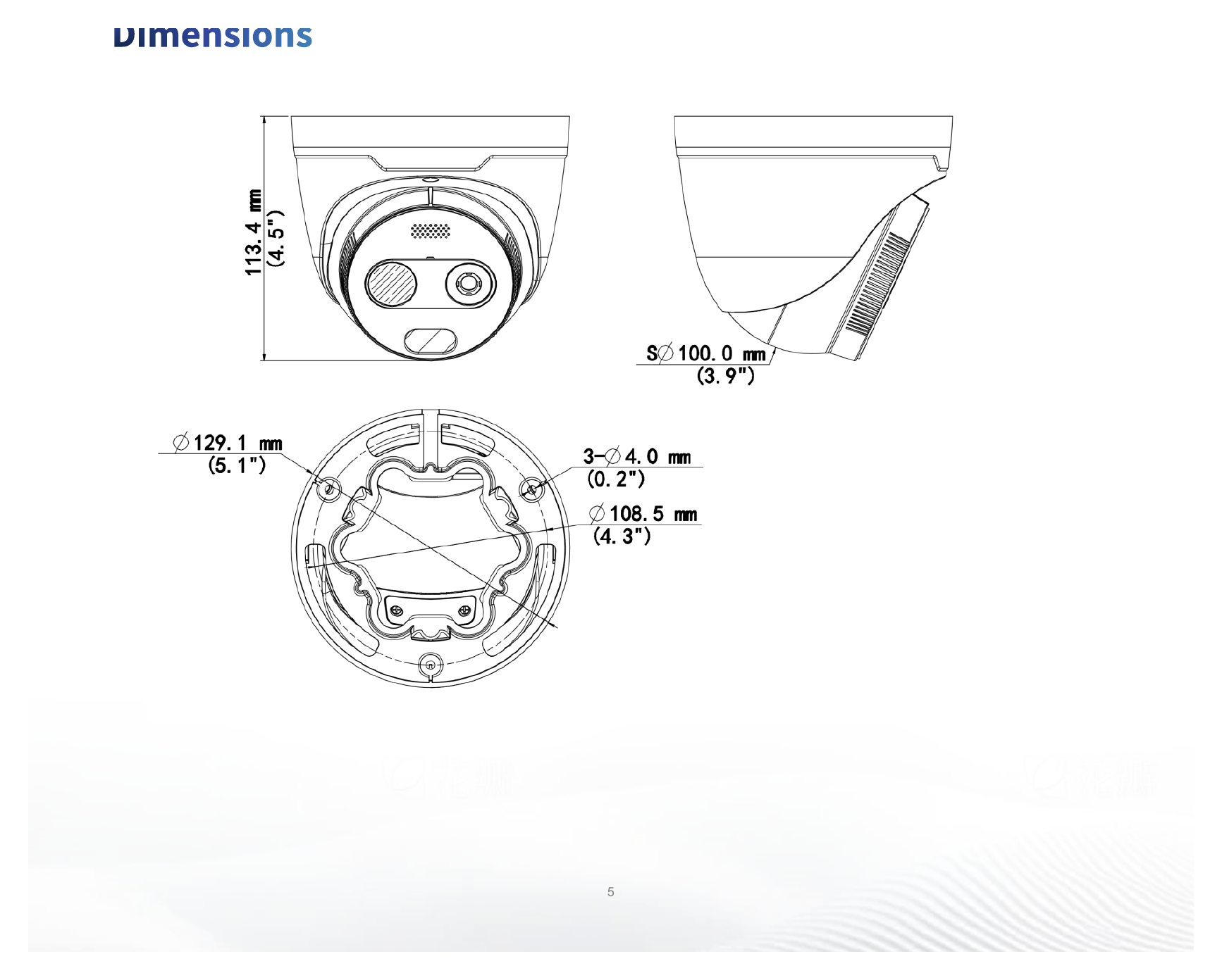 TIC3612SA-F2-4F3AC-I1 外形尺寸圖 Φ129 x 114 mm(Φ5.08" x 4.49")(Φ x H)｜重量 0.72kg(1.6lb)｜Unit: mm