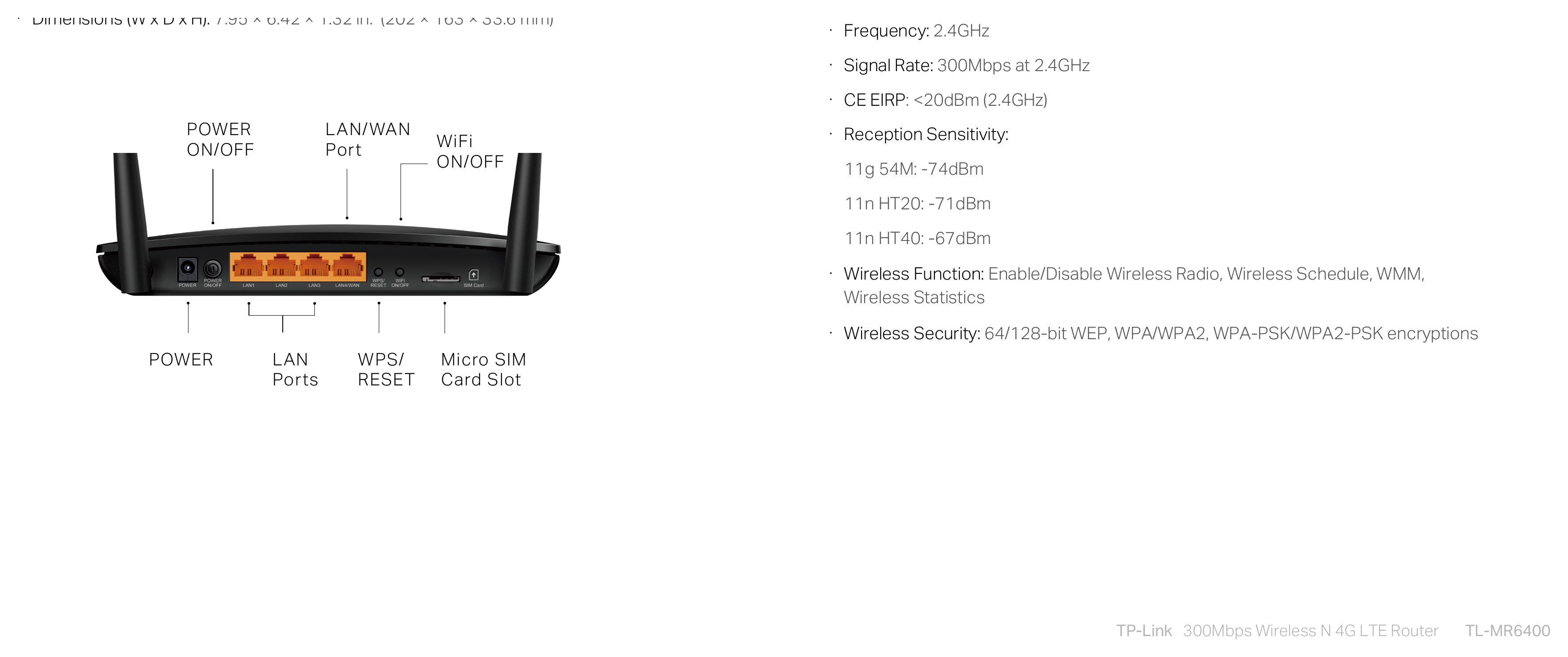 TL-MR6400(EU)-3.0 外形尺寸圖 詳見圖示｜Unit: mm