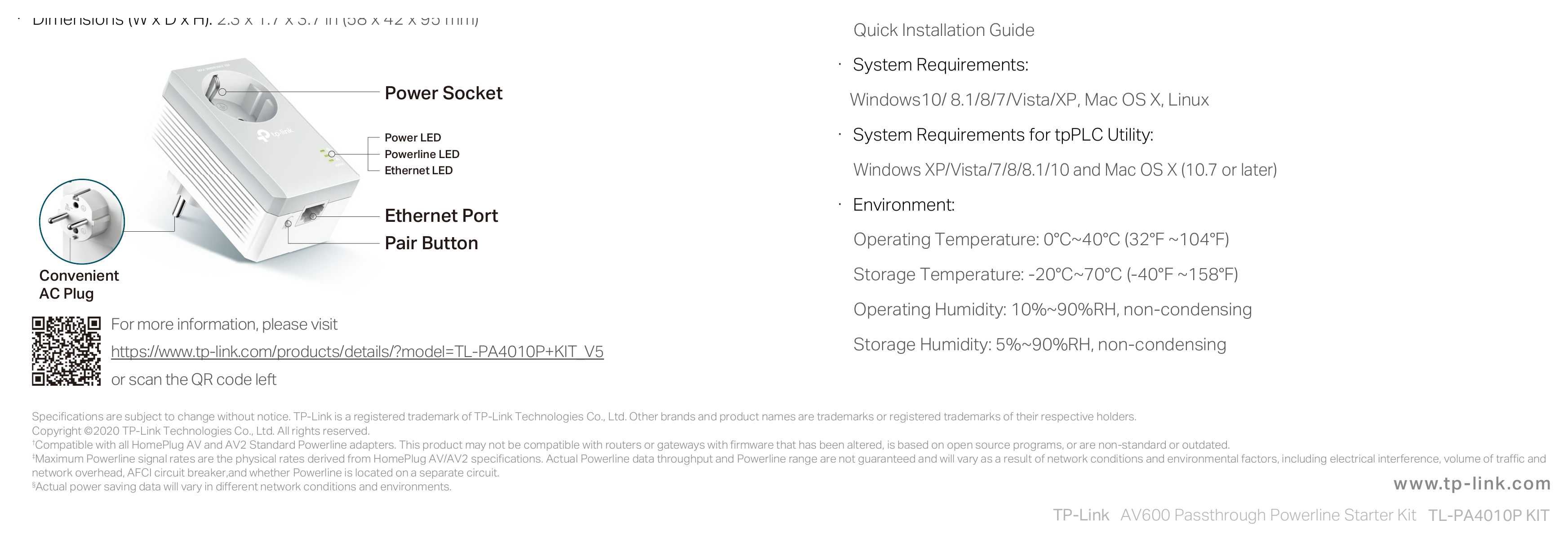 TL-PA4010P-KIT(EU)5.0 外形尺寸圖 詳見圖示|Unit: mm