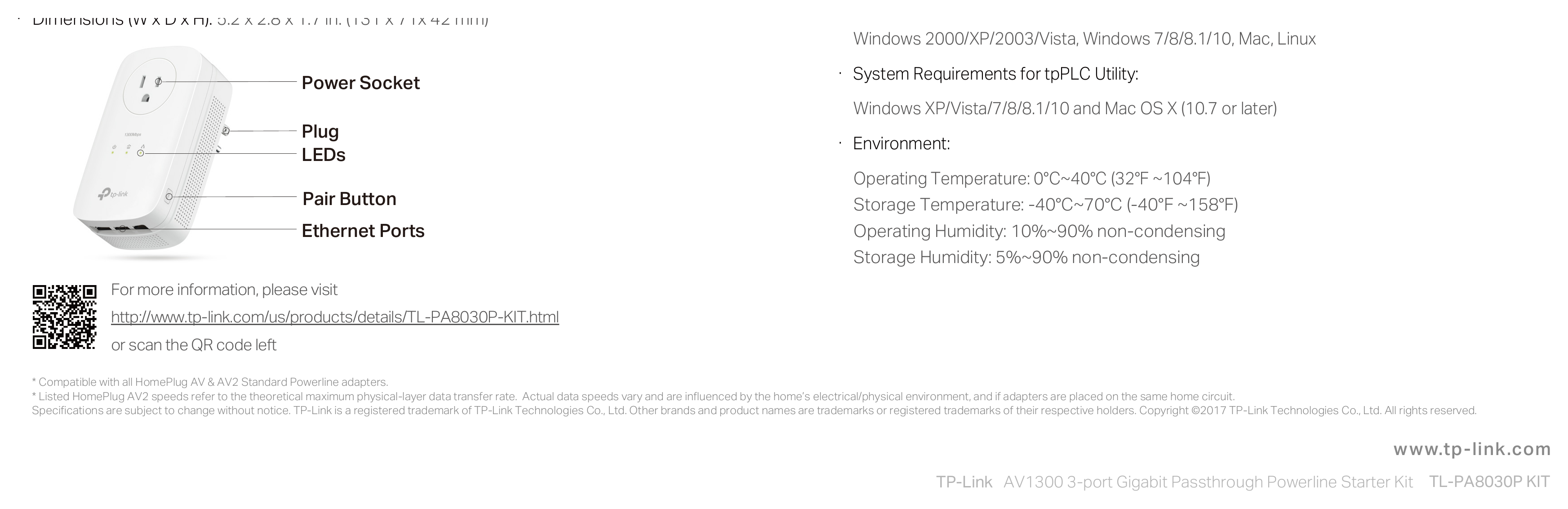 TL-PA8030P-KIT(US&CA)-V2 外形尺寸圖 詳見圖示|Unit: mm