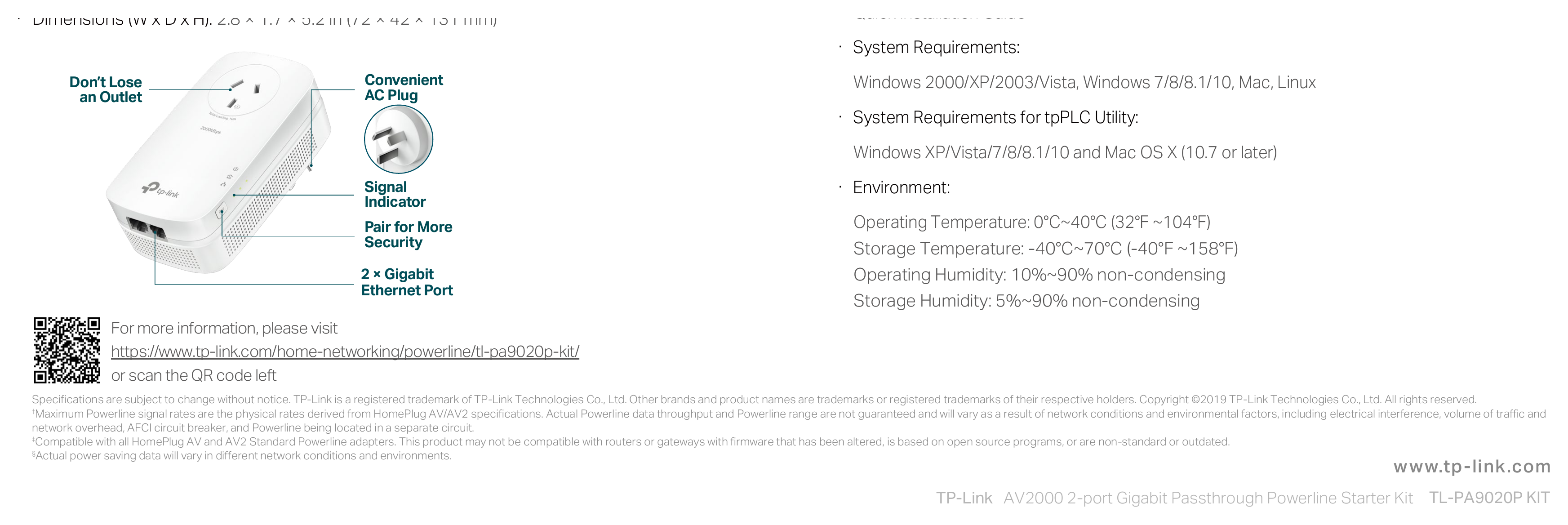 TL-PA9020P-KIT(AU)4.0 外形尺寸圖 詳見圖示|Unit: mm