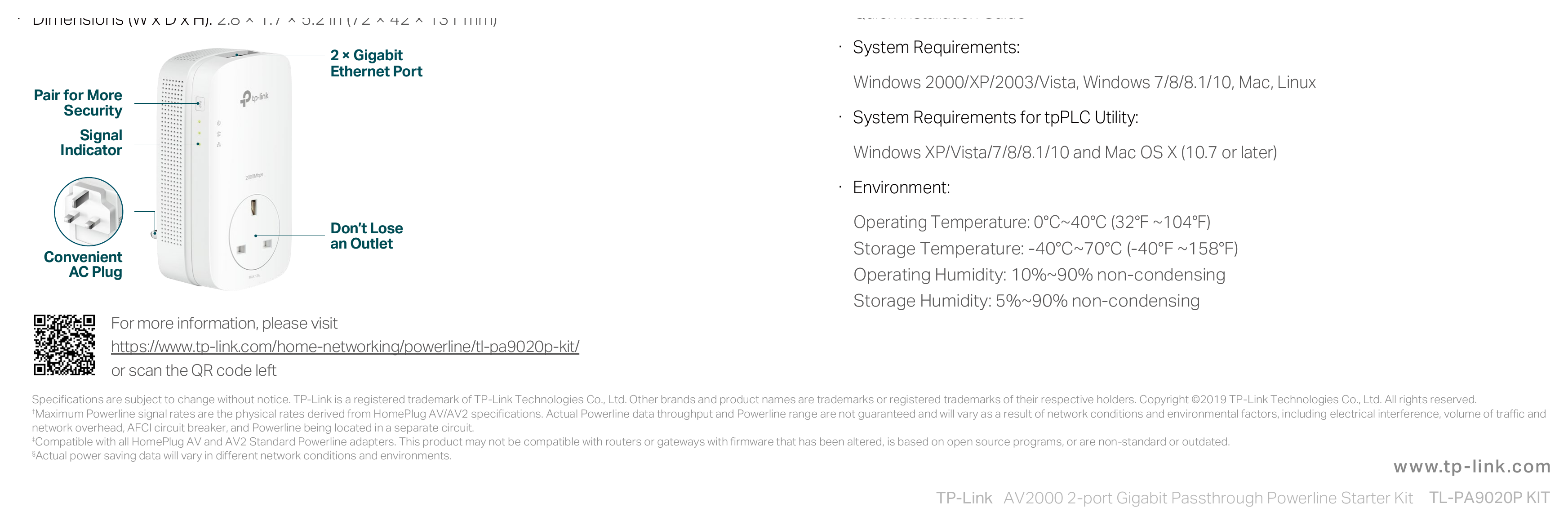 TL-PA9020P-KIT(UK)4.0 外形尺寸圖 詳見圖示|Unit: mm