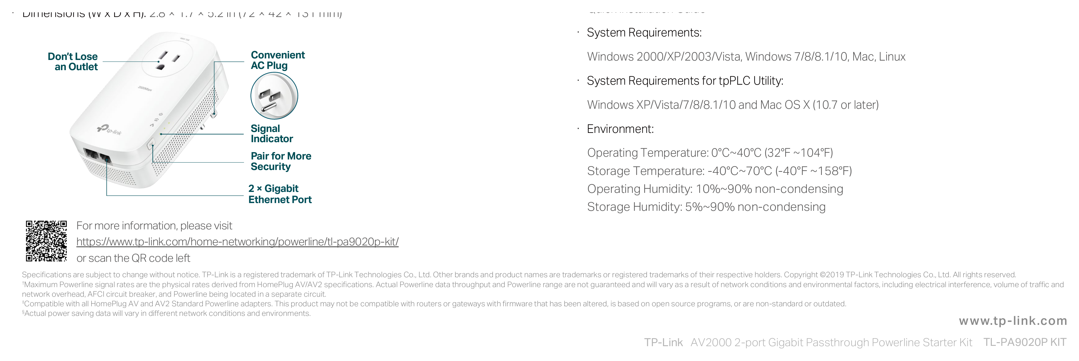 TL-PA9020P-KIT(US)4.0 外形尺寸圖 詳見圖示|Unit: mm