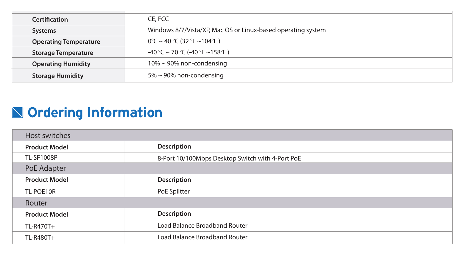TL-SF1008P-V4 外形尺寸圖 6.7 x 3.9 x 1.1 in. (171 x 98 x 27mm)｜Unit: mm