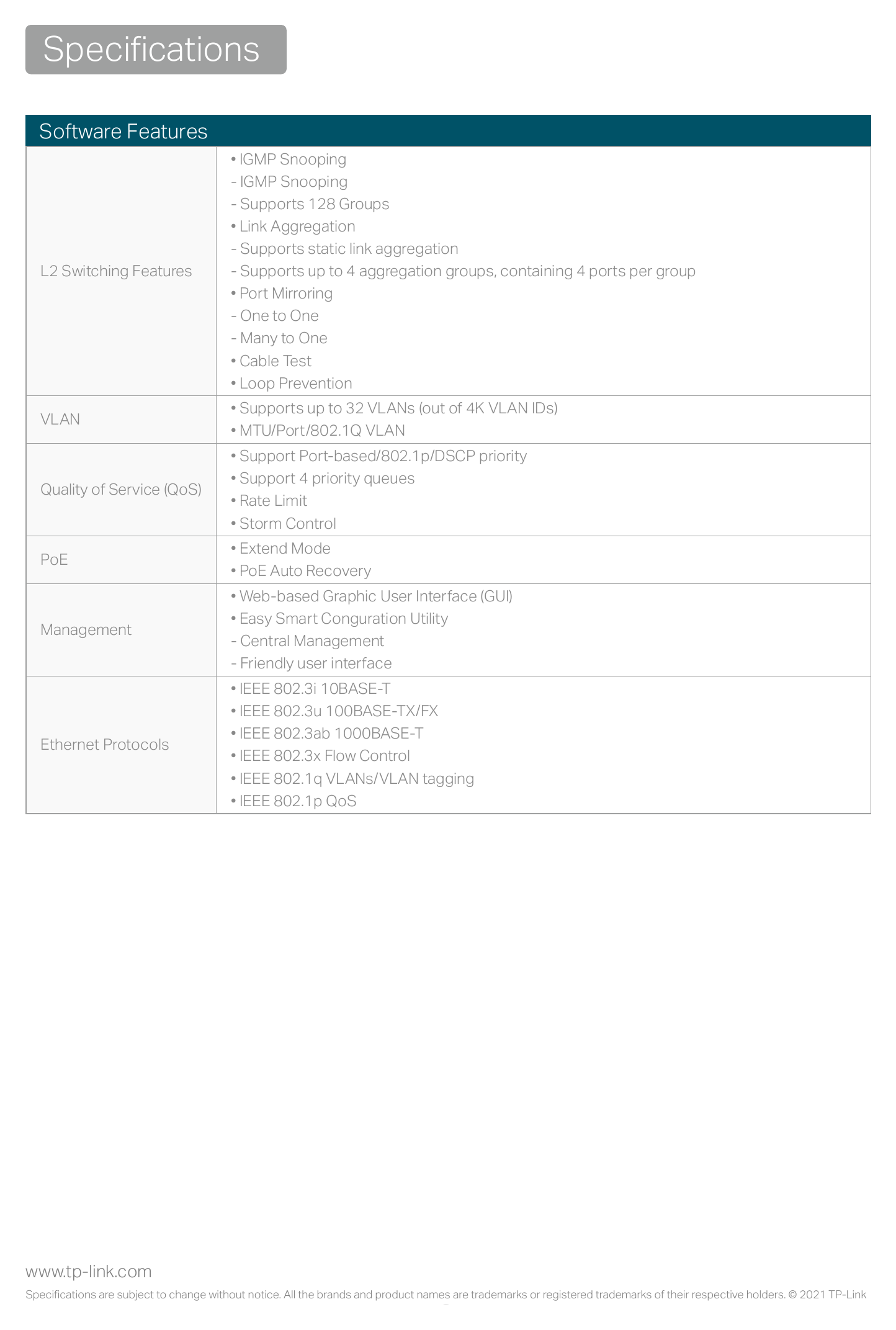 TL-SG1210MPE(UN)2.0 外形尺寸圖 8.2 × 4.9 × 1.0 in (209 × 126 × 26 mm) Operating Temperature: 0°C to 40°C (32°F to 104°F) Storage Temperature: -40°C to