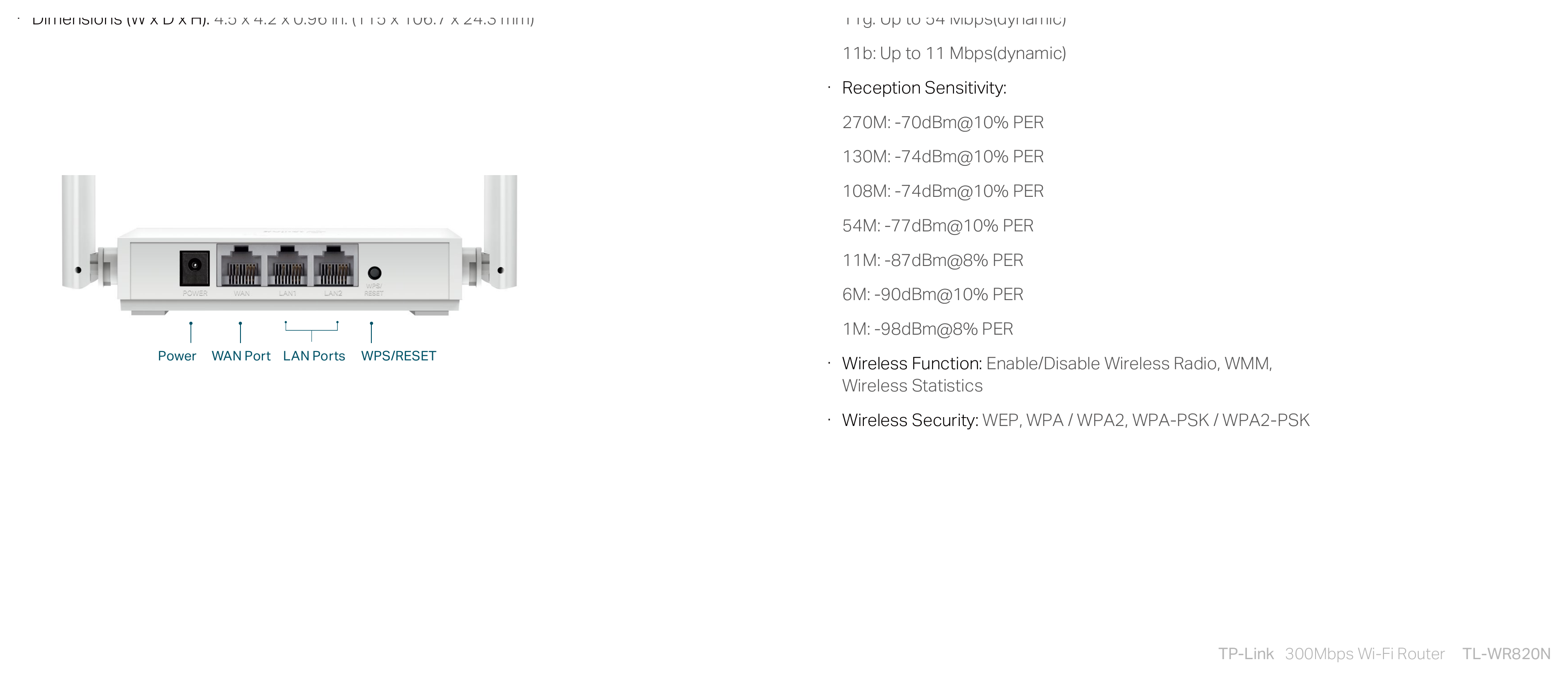 TL-WR820N(EU)2.0 外形尺寸圖 詳見圖示｜Unit: mm