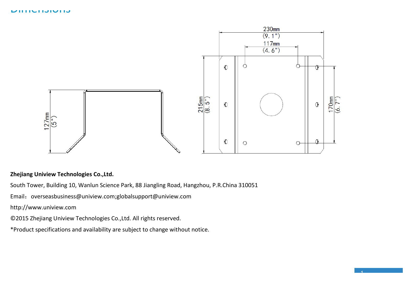 TR-UC08-B-IN-PTZ-DOME-CORNER-MOUNT 外形尺寸圖 詳見圖示｜Unit: mm