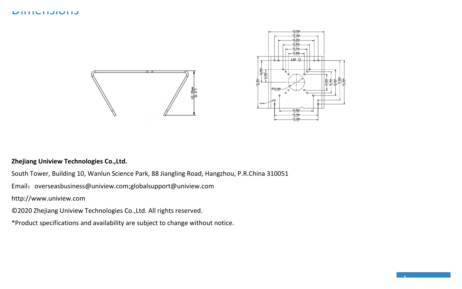 TR-UP06-C-IN-POLE-MOUNT-ADAPTER 外形尺寸圖 詳見圖示｜Unit: mm