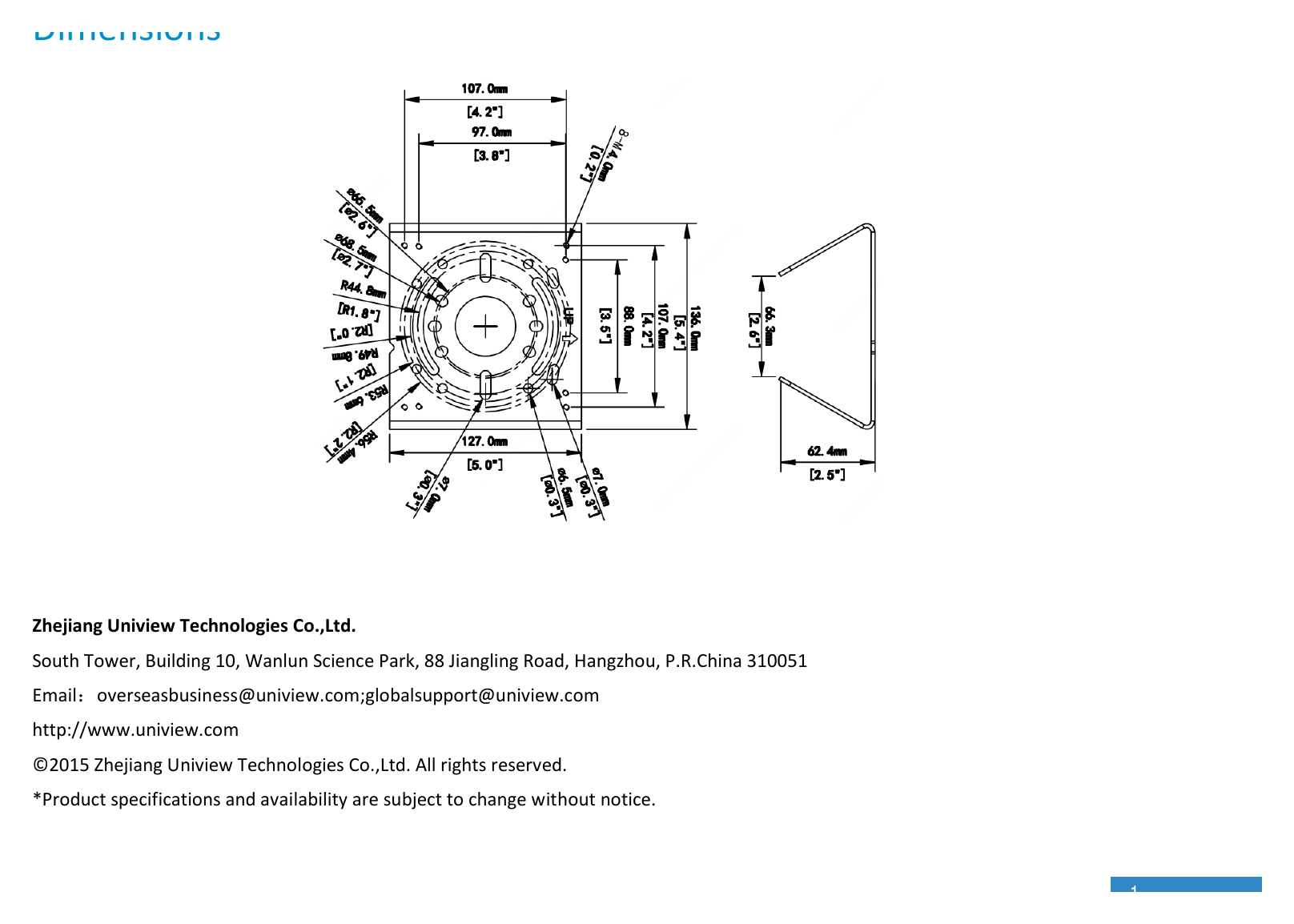 TR-UP06-IN-POLE-MOUNT-ADAPTER 外形尺寸圖 詳見圖示｜Unit: mm