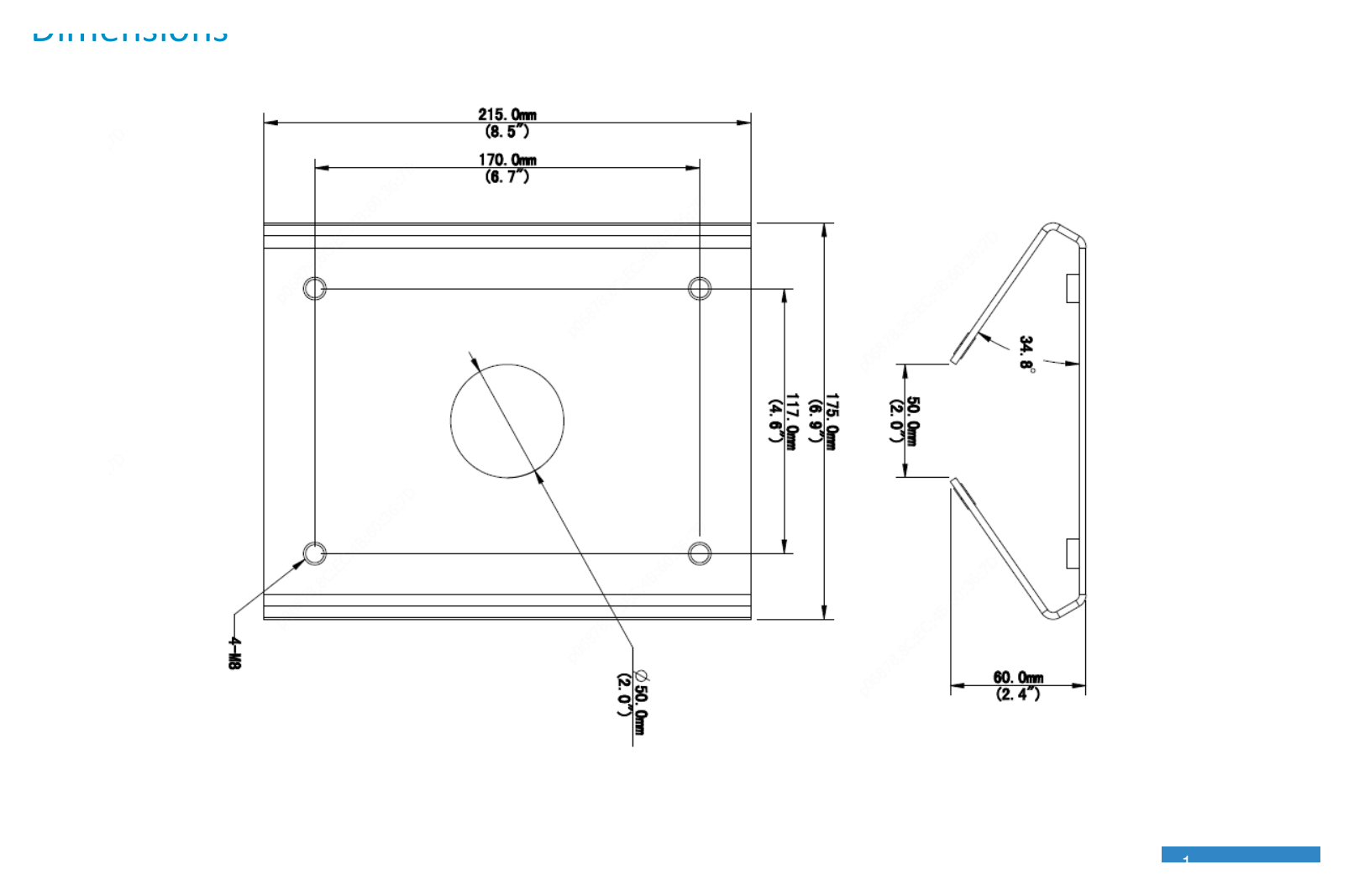 TR-UP08-A-IN-POLE-MOUNT-ADAPTER 外形尺寸圖 詳見圖示｜Unit: mm