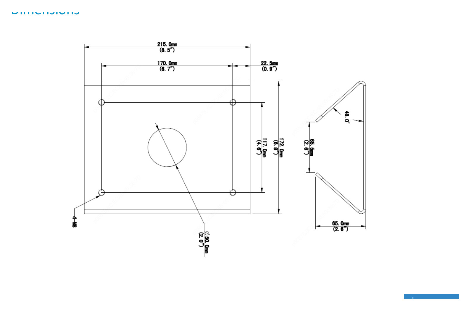 TR-UP08-B-IN-POLE-MOUNT-ADAPTER 外形尺寸圖 詳見圖示｜Unit: mm