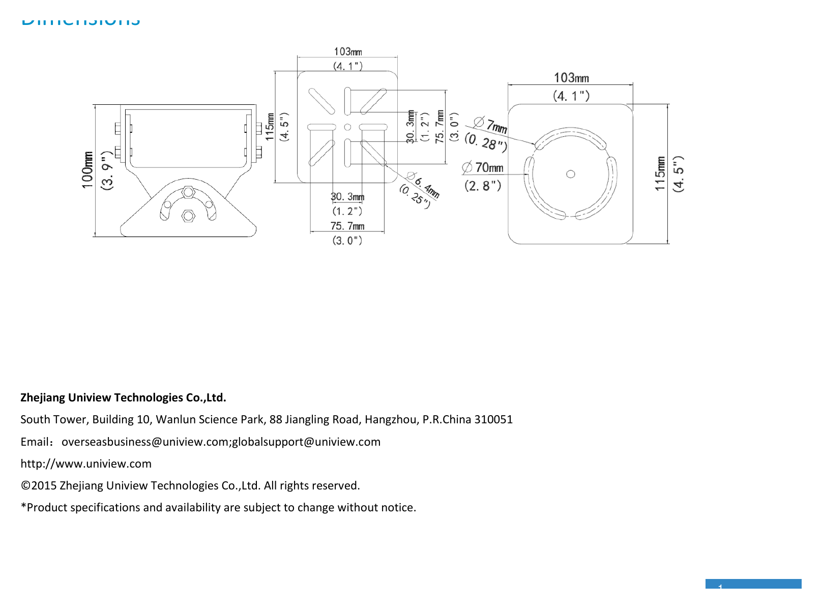 TR-UV06-A-IN-HOUSING-BRACKET 外形尺寸圖 詳見圖示｜Unit: mm