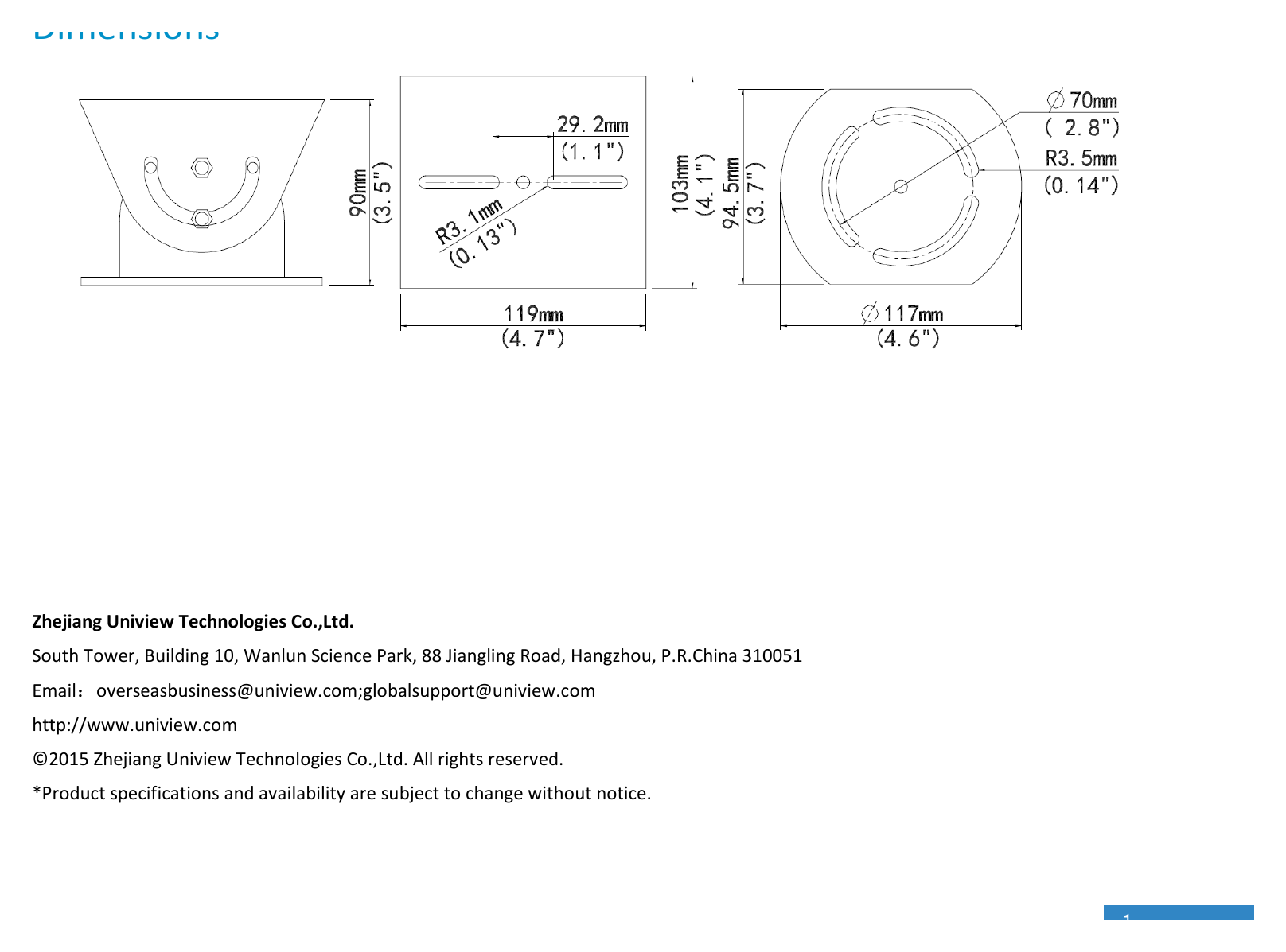 TR-UV06-IN-HOUSING-BRACKET 外形尺寸圖 詳見圖示｜Unit: mm