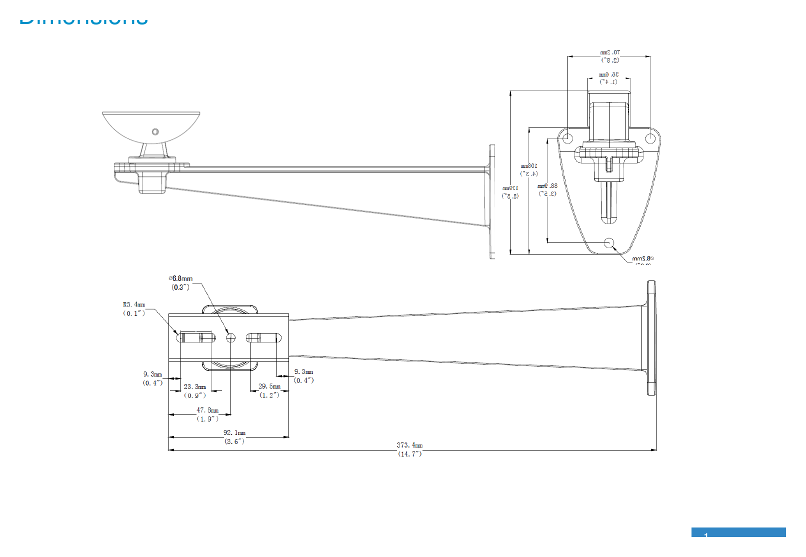 TR-WM06-I-IN-HOUSING-WALL-MOUNT-BRACKET 外形尺寸圖 詳見圖示｜Unit: mm