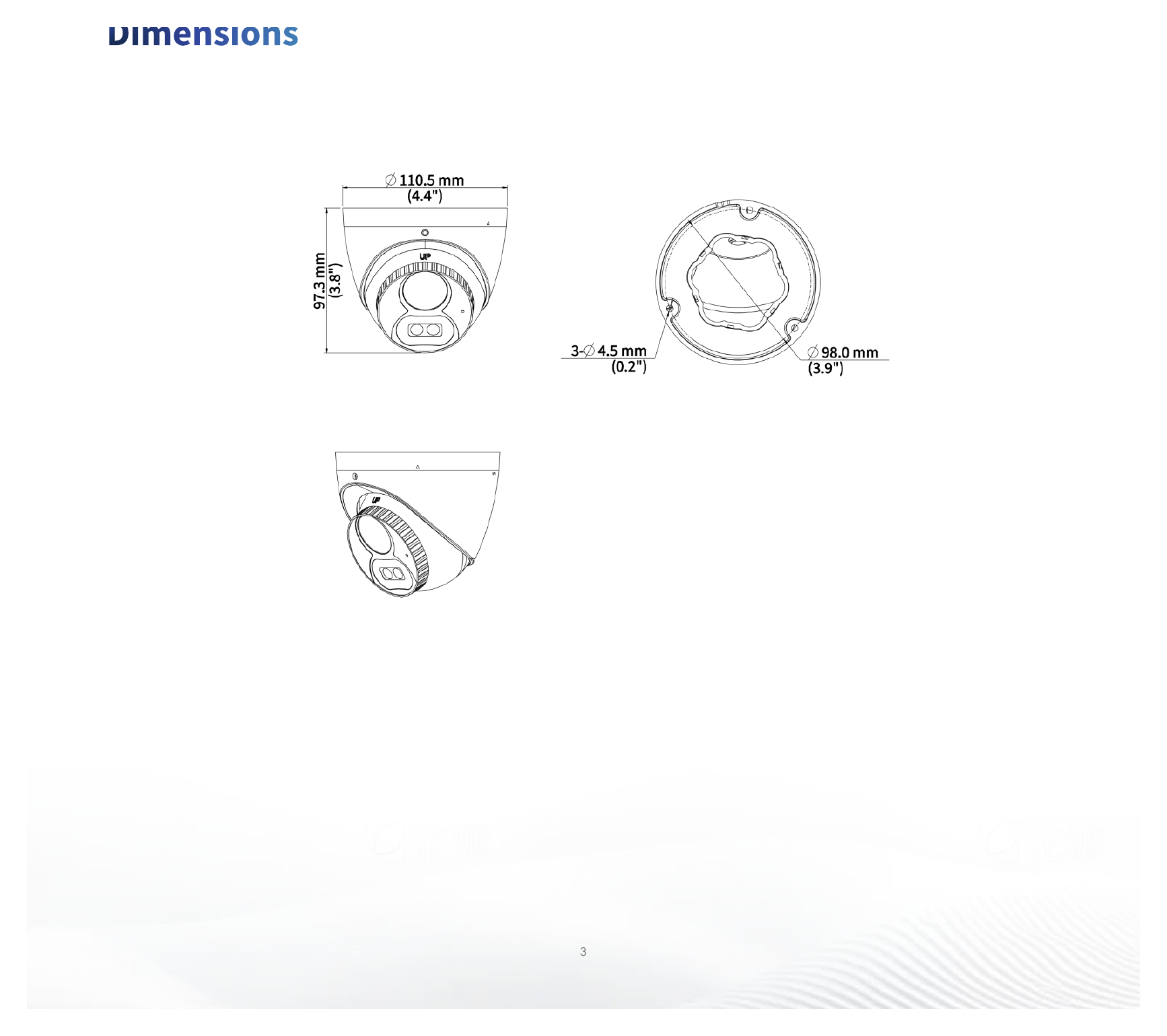 UAC-T122-AF28LM 外形尺寸圖 Φ111mm*98mm (diameter*height)｜重量 334g(0.74lb)｜Unit: mm
