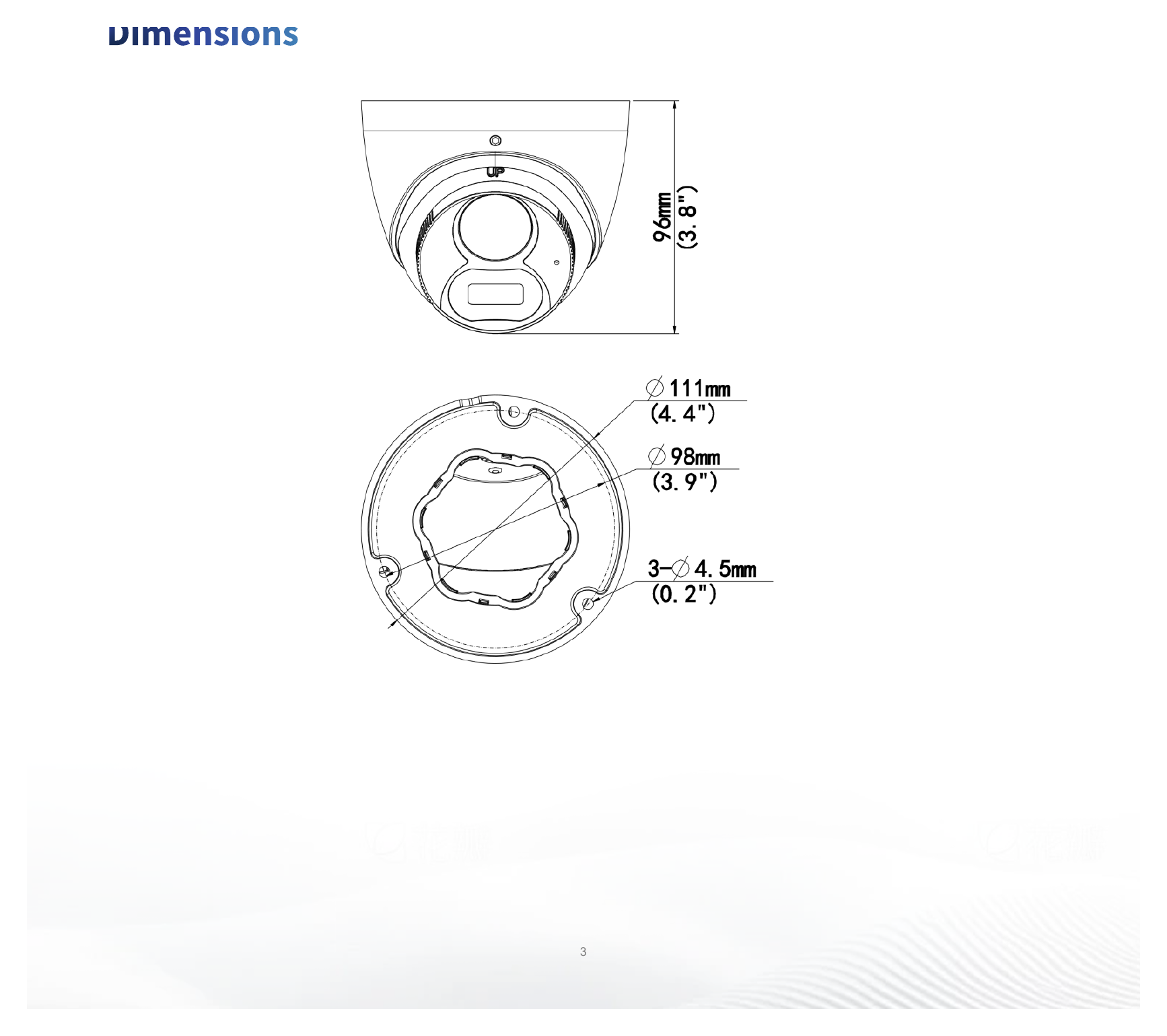 UAC-T125-AF28M-W 外形尺寸圖 Φ111mm*96mm (diameter*height)｜重量 356g(0.79lb)｜Unit: mm