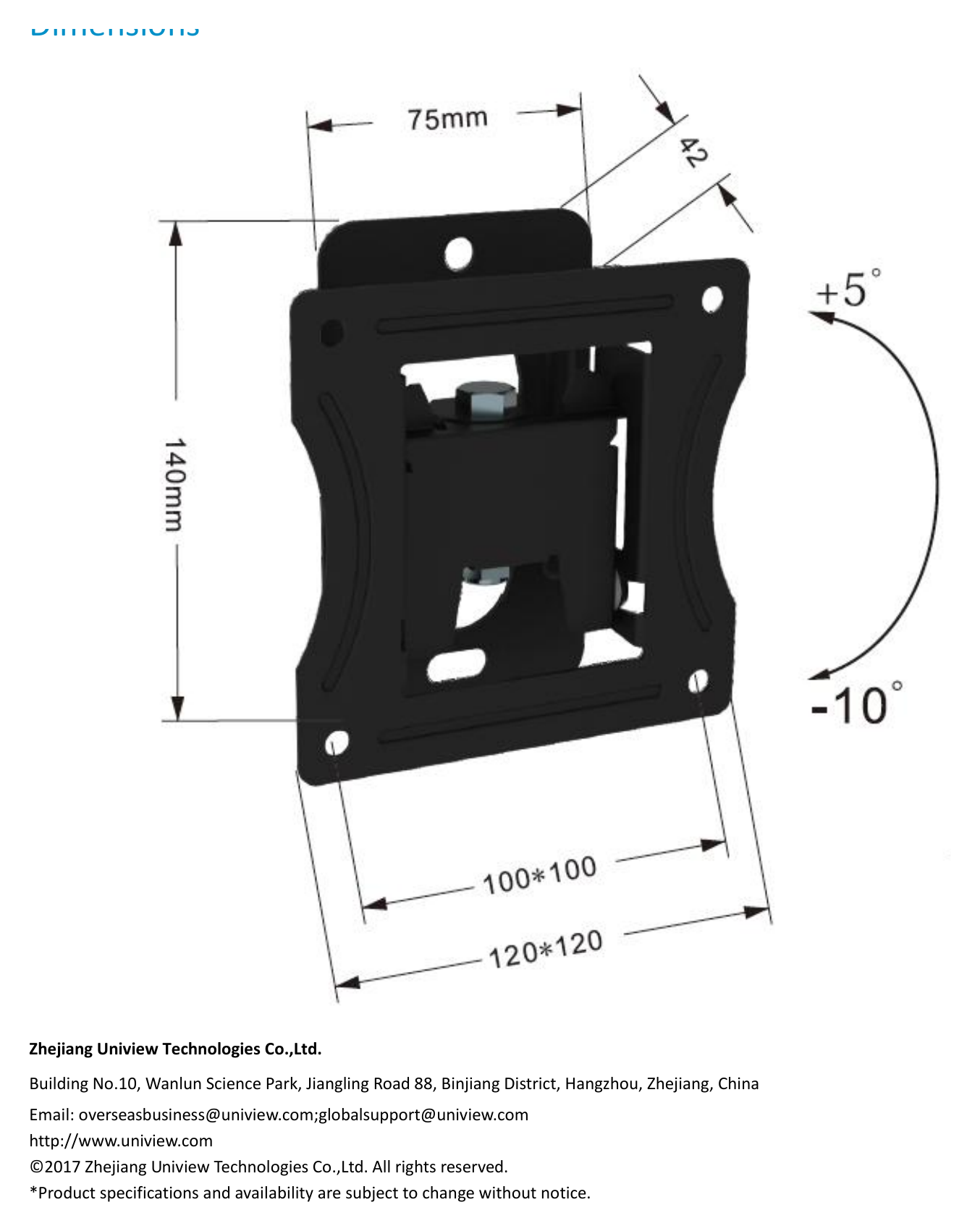 UNV-HB-4022-E-WALL-HANGING-MOUNTS 外形尺寸圖 詳見圖示｜Unit: mm