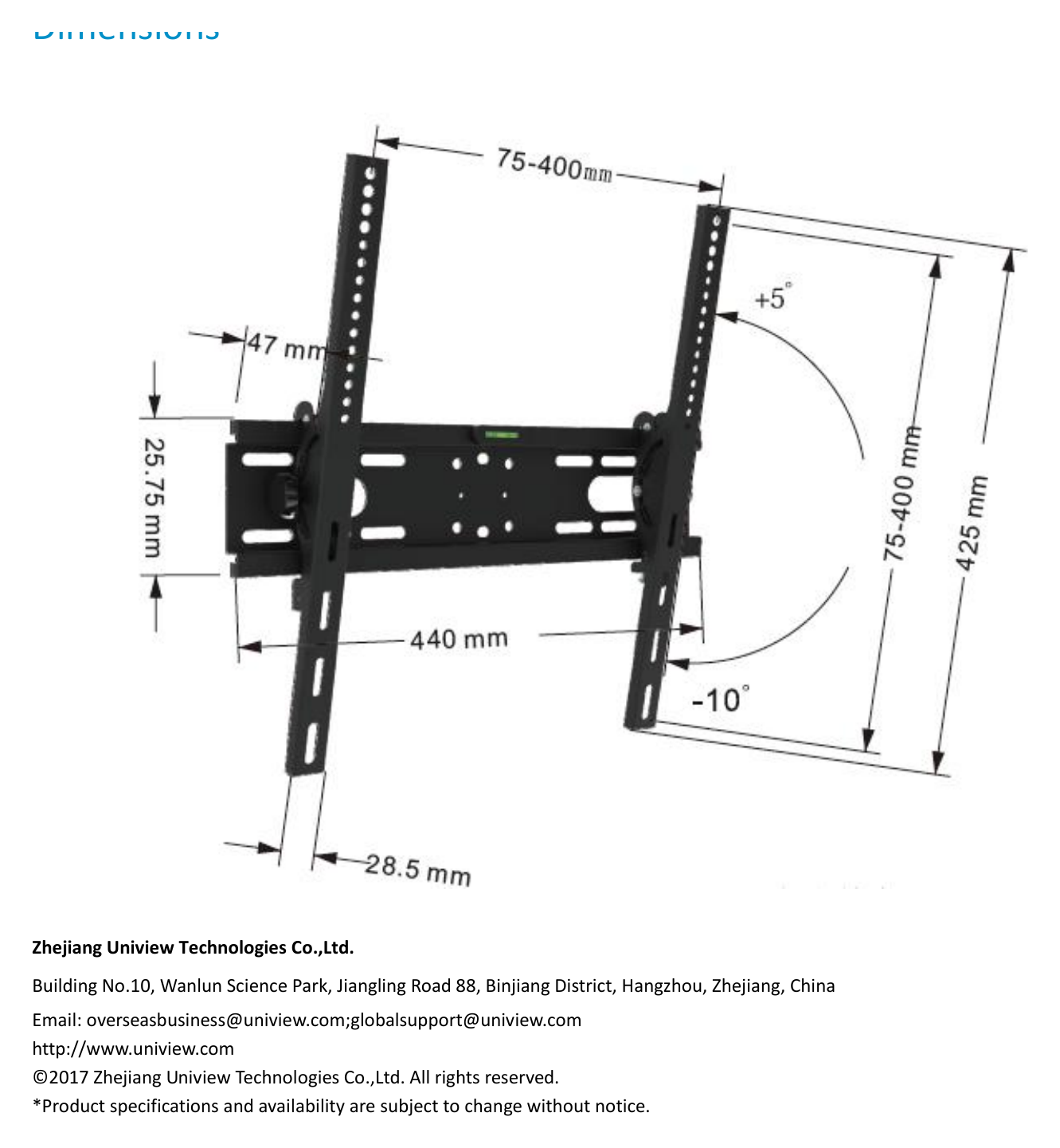 UNV-HB-4032-E-WALL-HANGING-MOUNTS 外形尺寸圖 詳見圖示｜Unit: mm