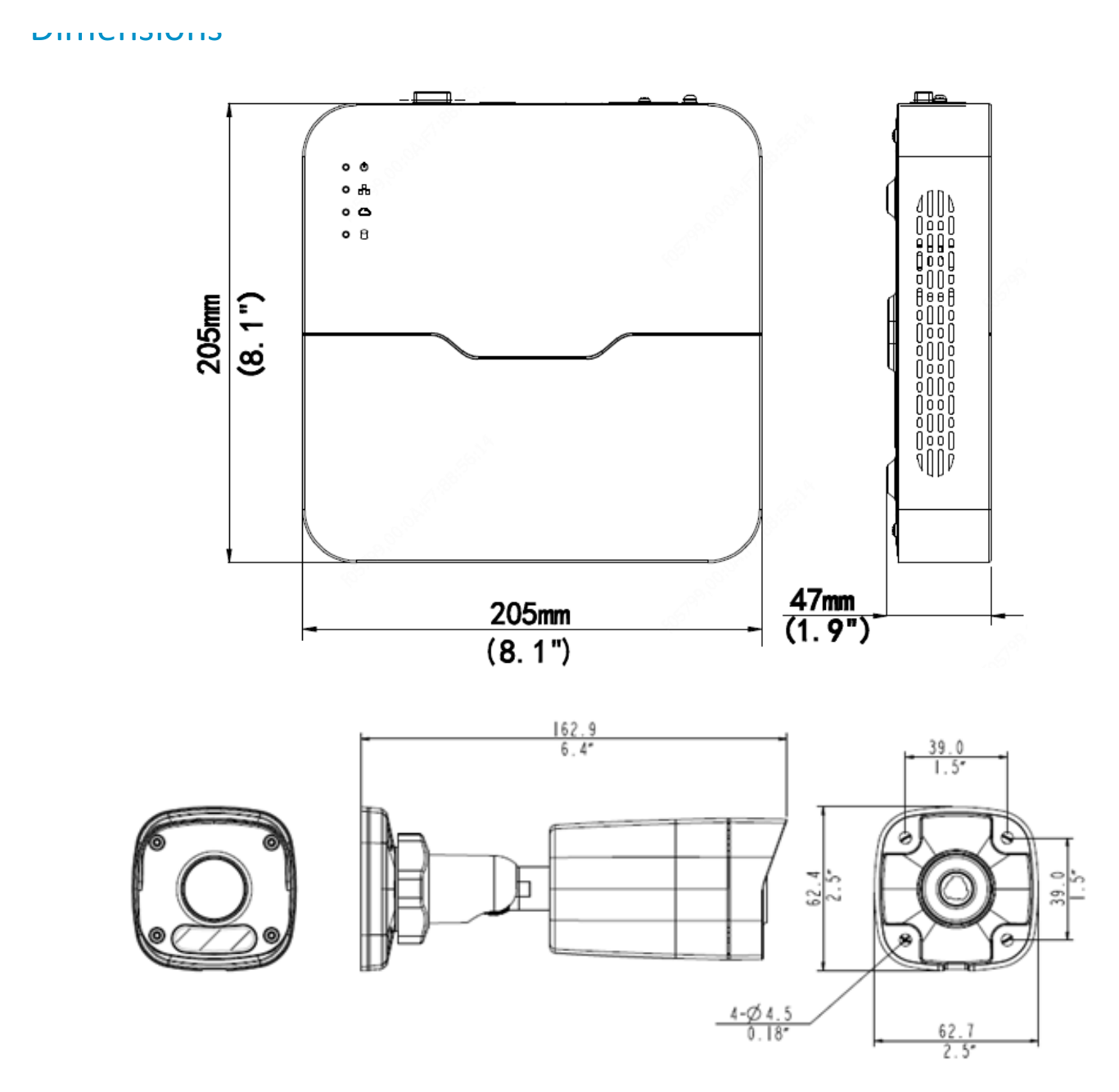 UNV-KIT-NVR301-04LB-P4&IPC2122LR3-PF40-E 外形尺寸圖 詳見圖示｜Unit: mm