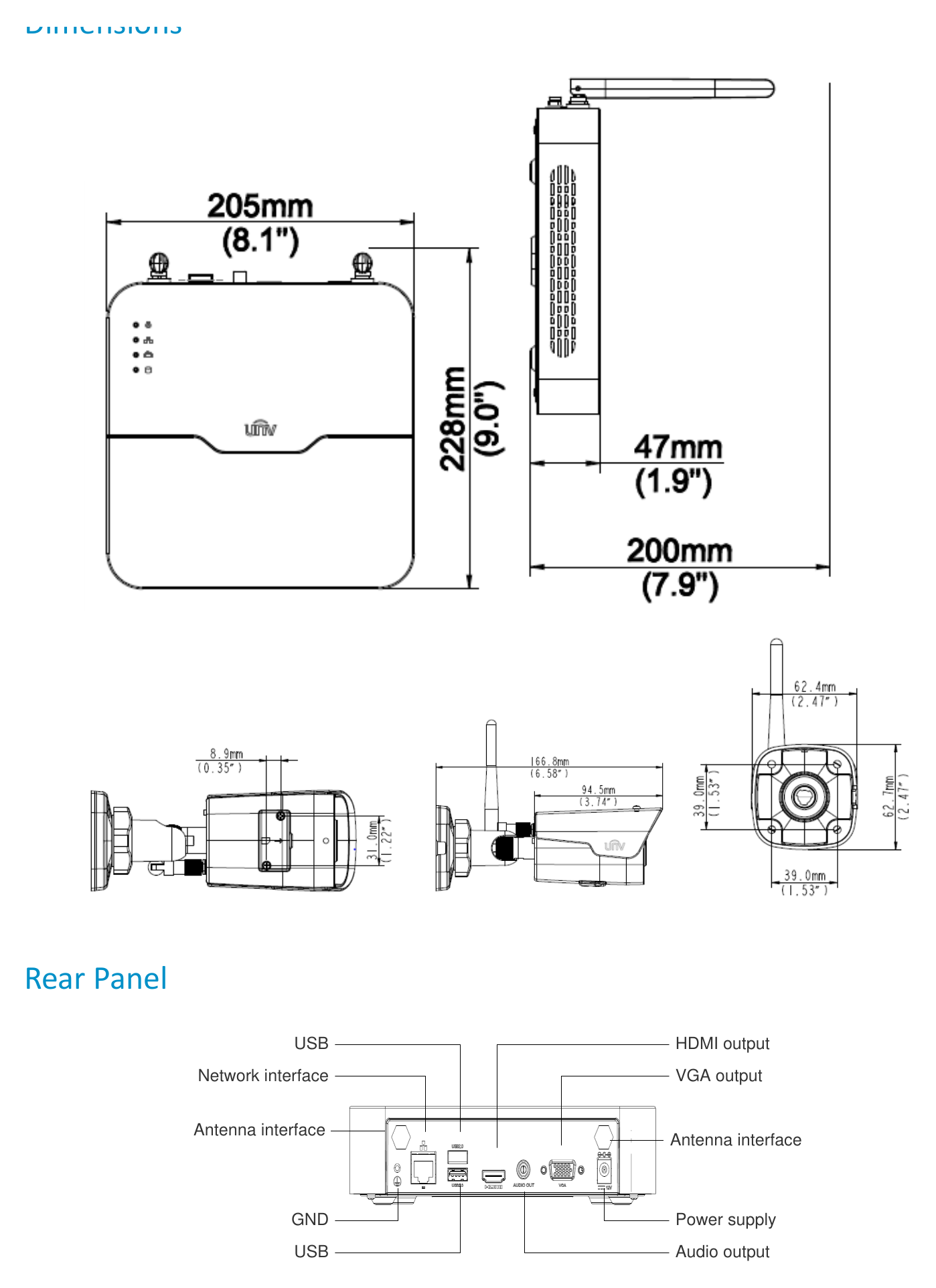 UNV-KIT-NVR301-04LB-W&-IPC2122SR3-F40W-D 外形尺寸圖 詳見圖示｜Unit: mm
