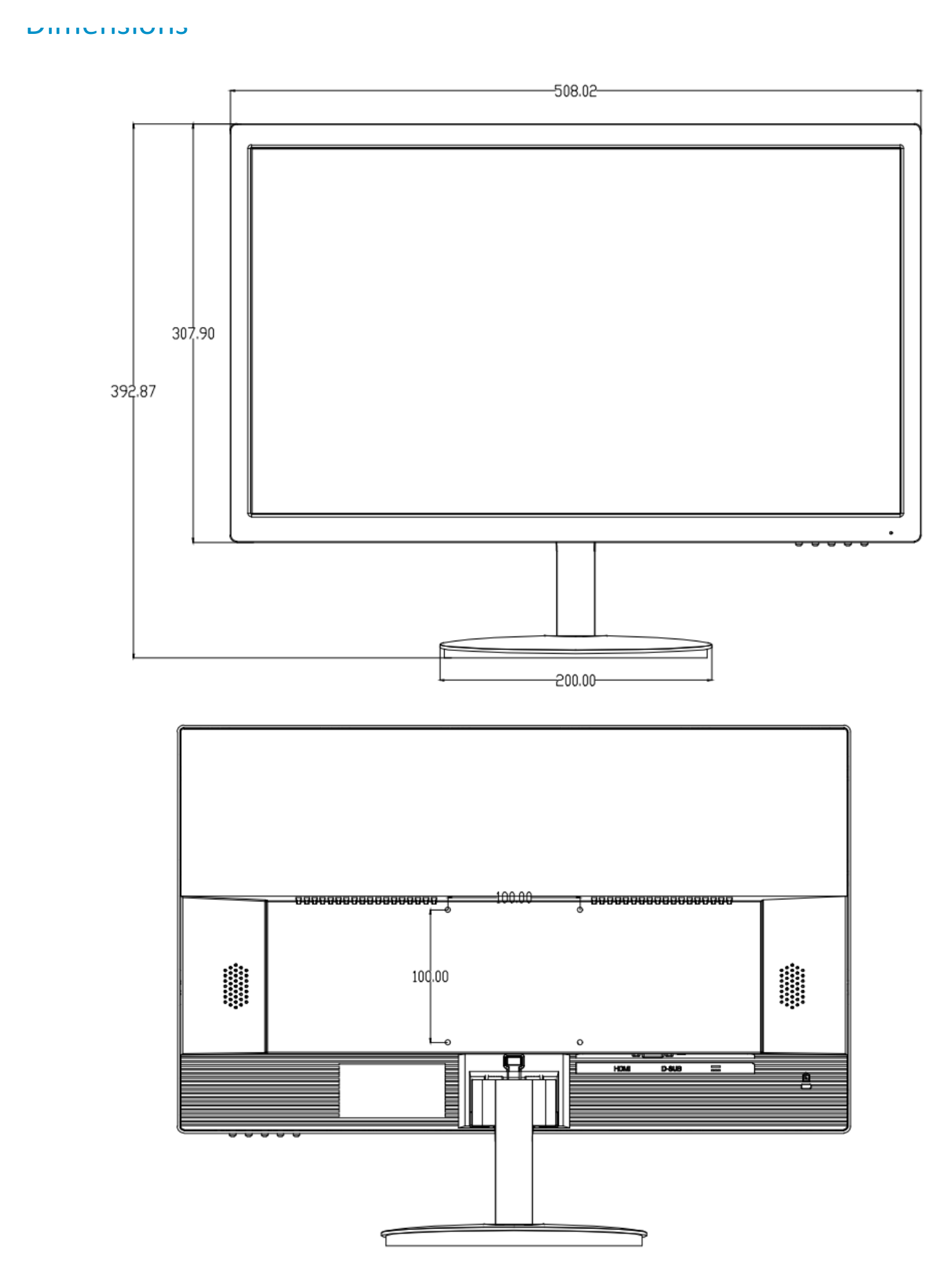 UNV-MW3222-V-LED-MONITOR 外形尺寸圖 詳見圖示｜Unit: mm