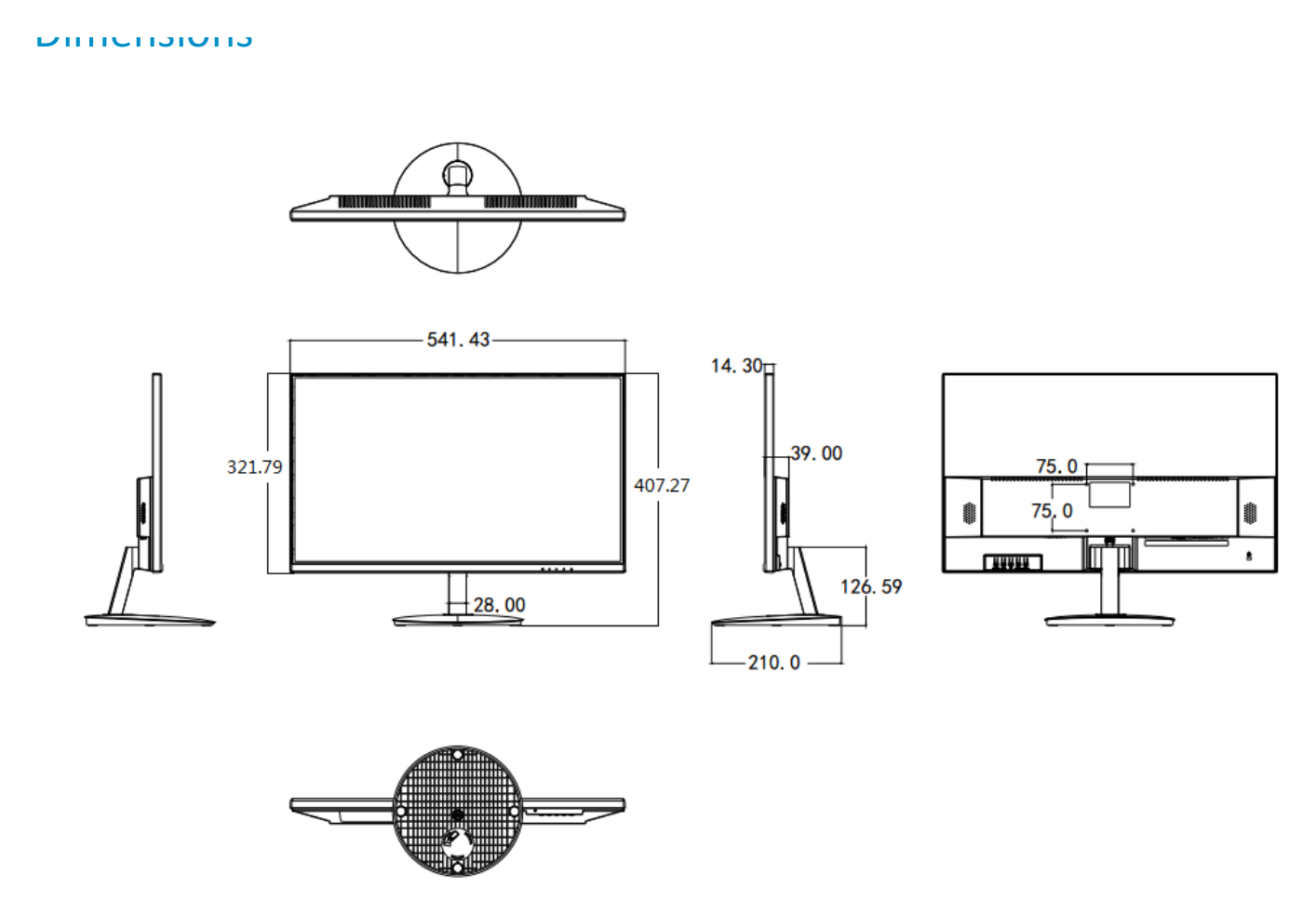 UNV-MW3224-V-LED-MONITOR 外形尺寸圖 詳見圖示｜Unit: mm