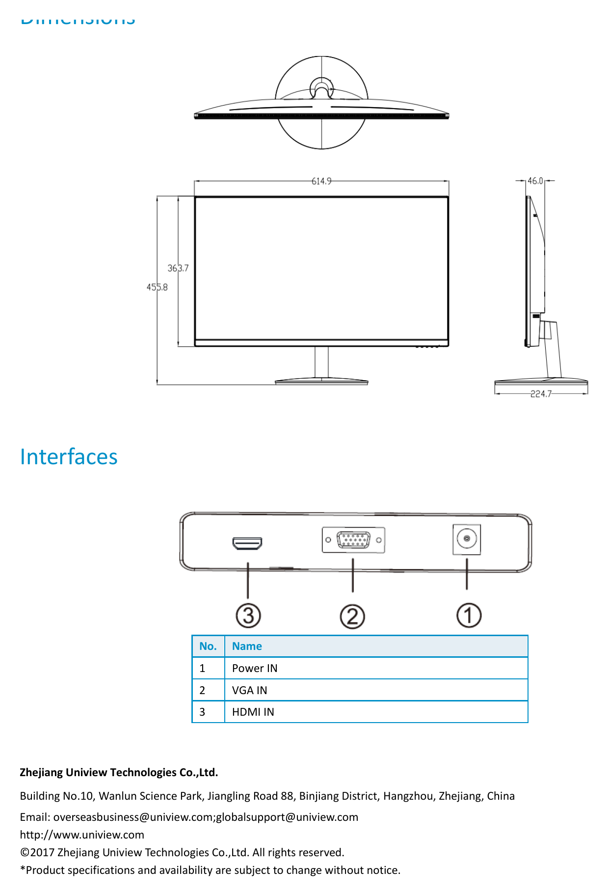 UNV-MW3227-L-LED-MONITOR 外形尺寸圖 詳見圖示｜Unit: mm
