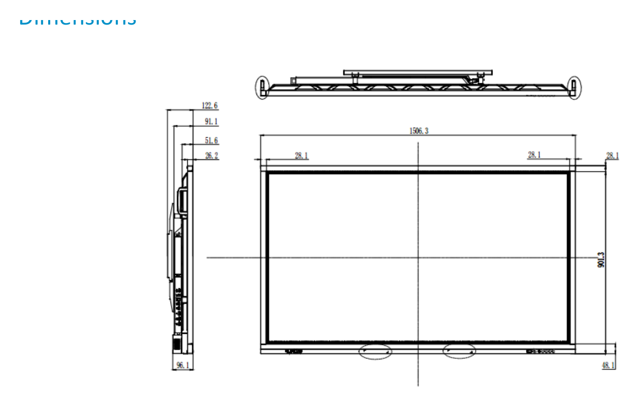 UNV-MW3565-T-SMART-INTERACTIVE-DISPLAY 外形尺寸圖 詳見圖示｜Unit: mm