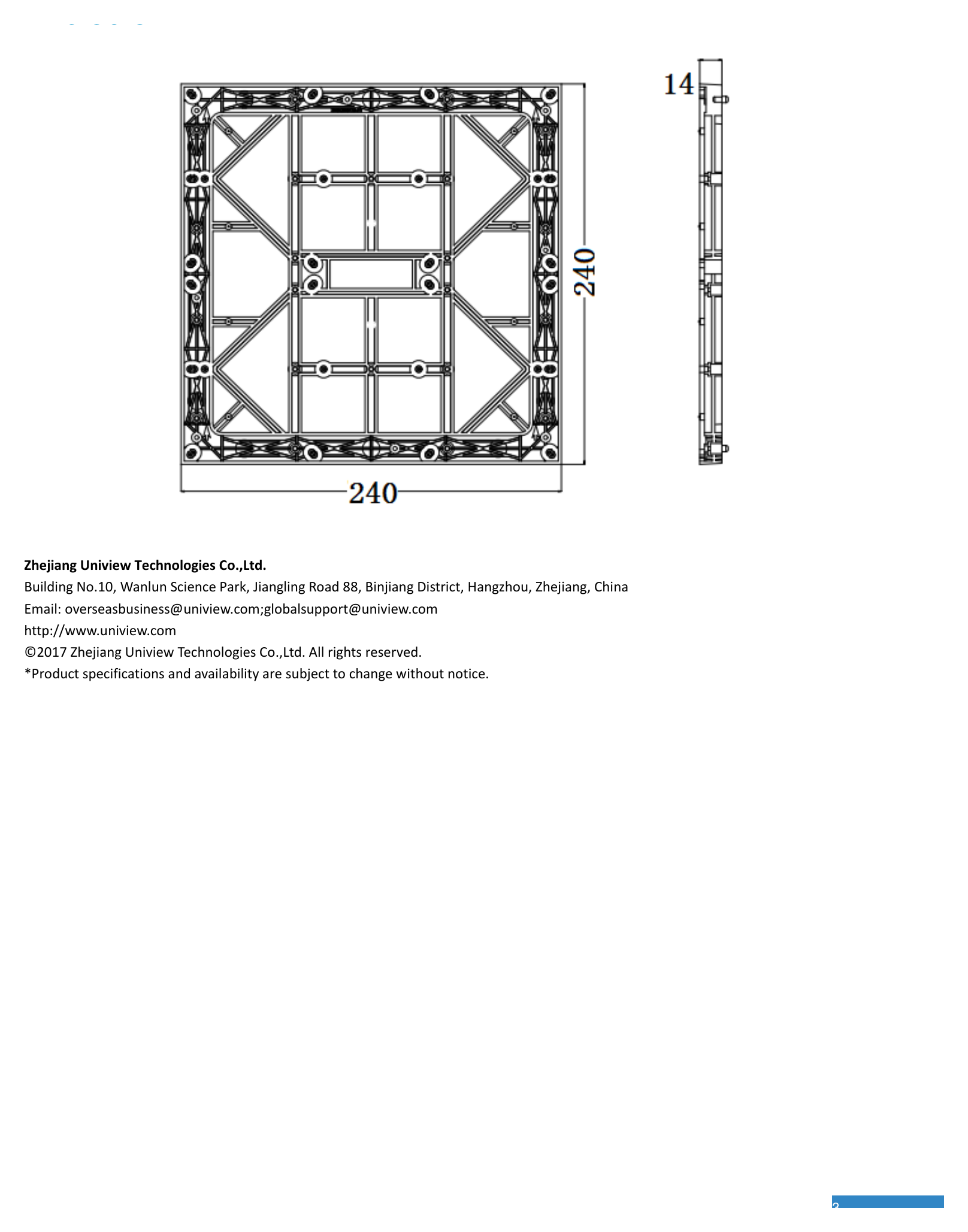 UNV-MW7218-M-LED-FULL-COLOR-DISPLAY-UNIT 外形尺寸圖 詳見圖示｜Unit: mm