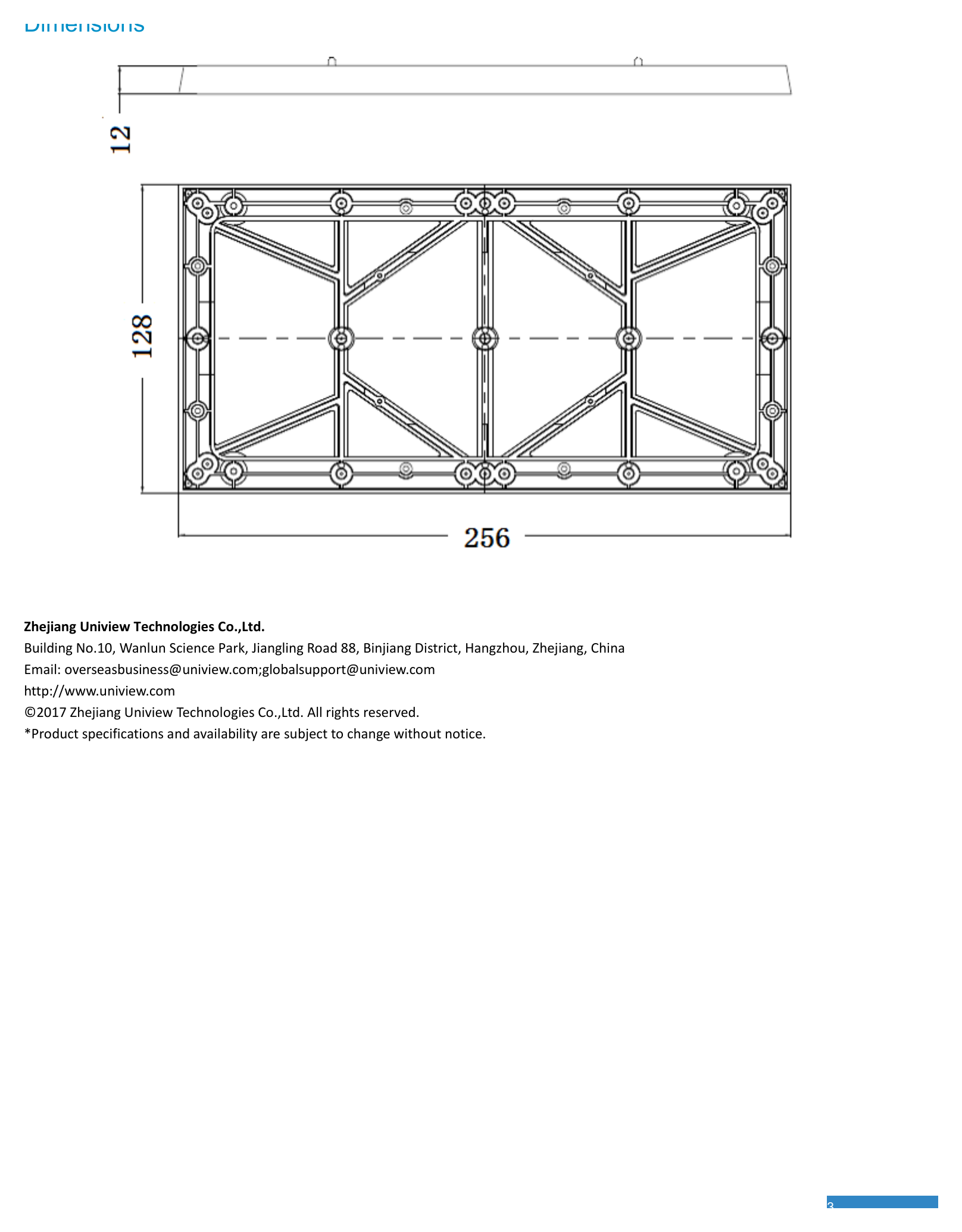 UNV-MW7220-M-LED-FULL-COLOR-DISPLAY-UNIT 外形尺寸圖 詳見圖示｜Unit: mm