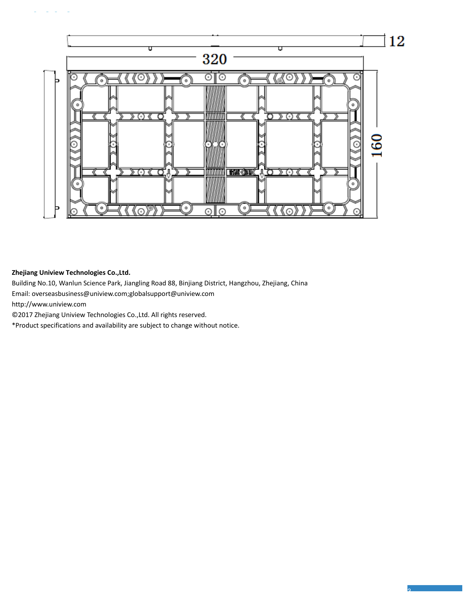 UNV-MW7225-M-LED-FULL-COLOR-DISPLAY-UNIT 外形尺寸圖 詳見圖示｜Unit: mm
