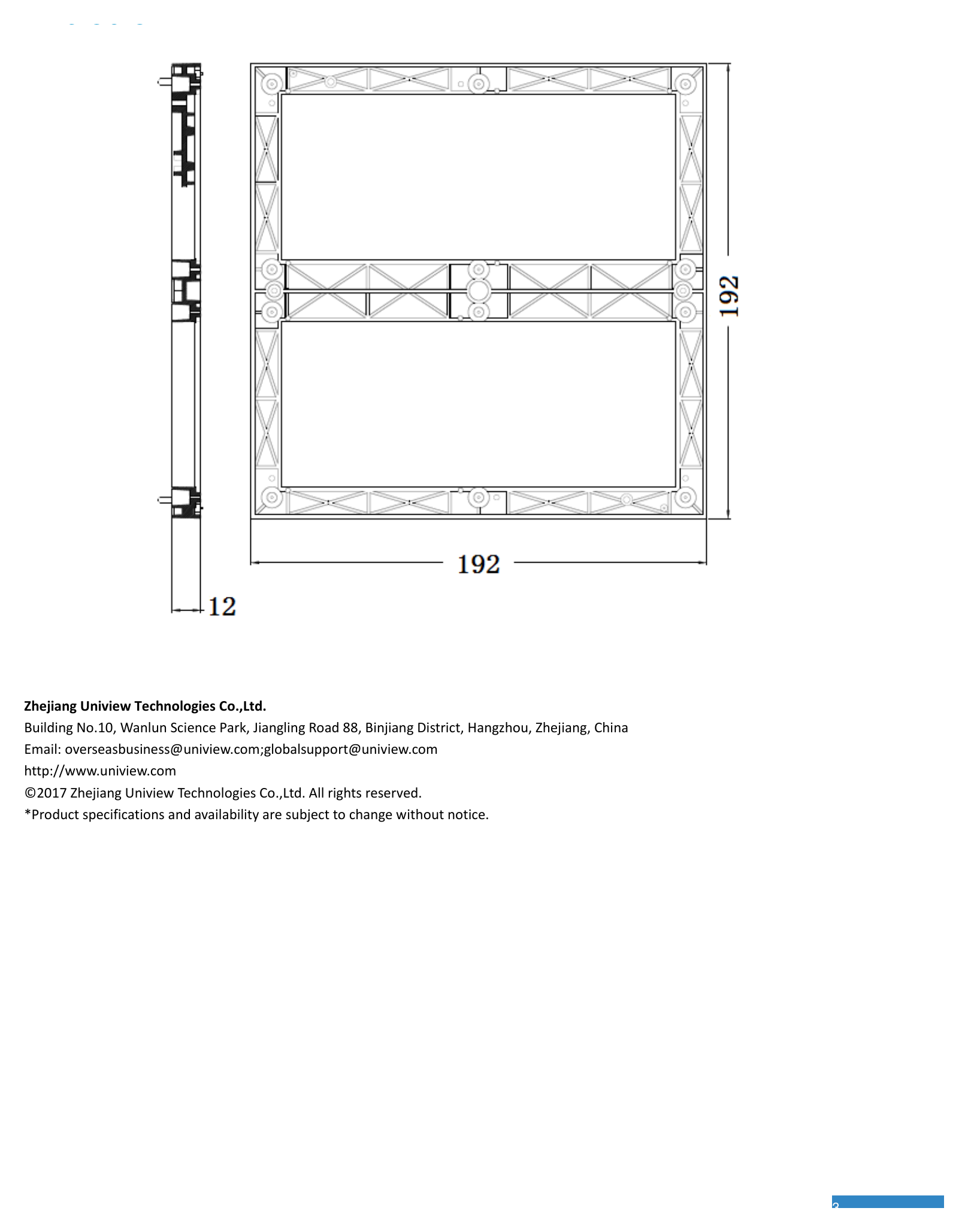 UNV-MW7303-M-LED-FULL-COLOR-DISPLAY-UNIT 外形尺寸圖 詳見圖示｜Unit: mm