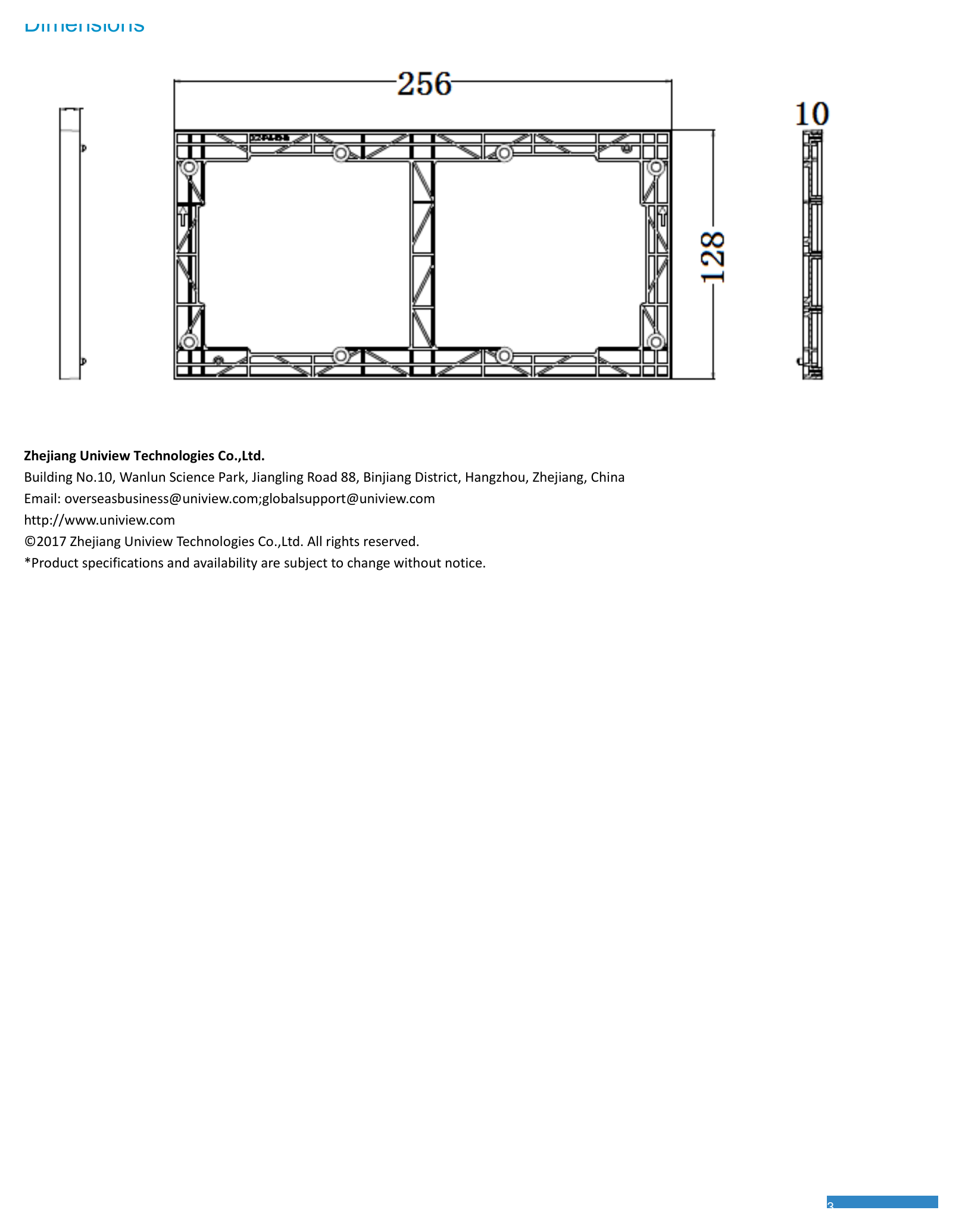 UNV-MW7304-M-LED-FULL-COLOR-DISPLAY-UNIT 外形尺寸圖 詳見圖示｜Unit: mm