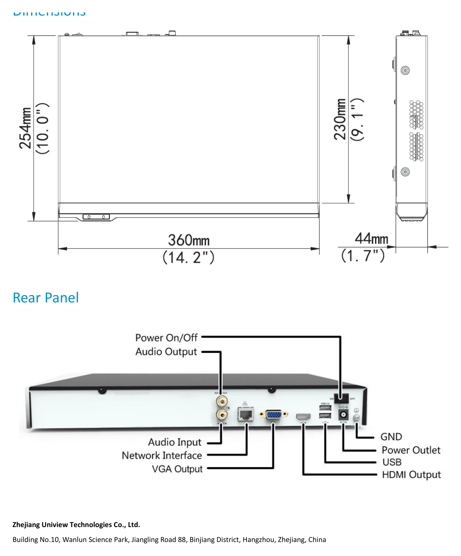 UNV-NVR202E-SERIES 外形尺寸圖 詳見圖示｜Unit: mm