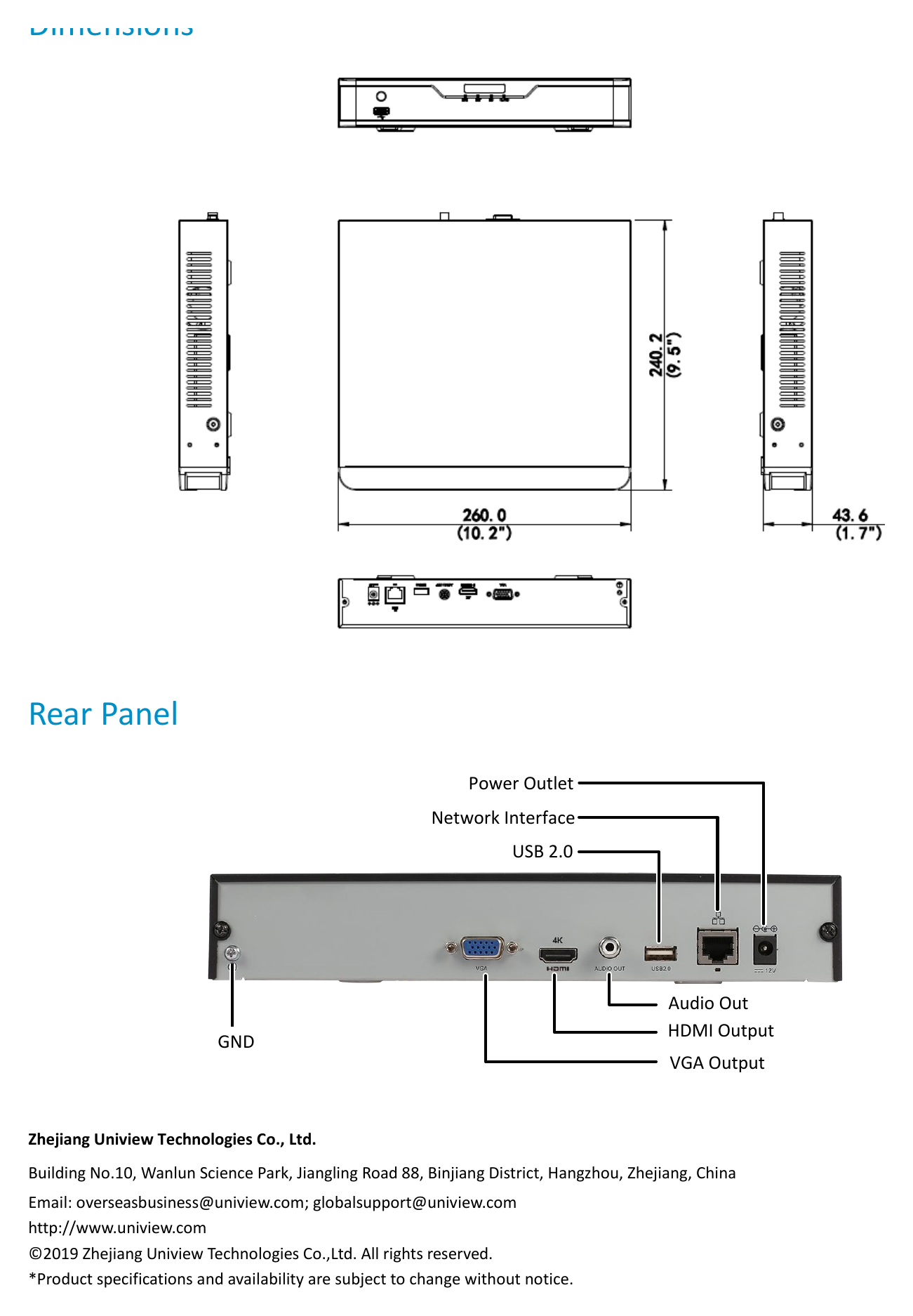 UNV-NVR301-S-SERIES 外形尺寸圖 詳見圖示｜Unit: mm