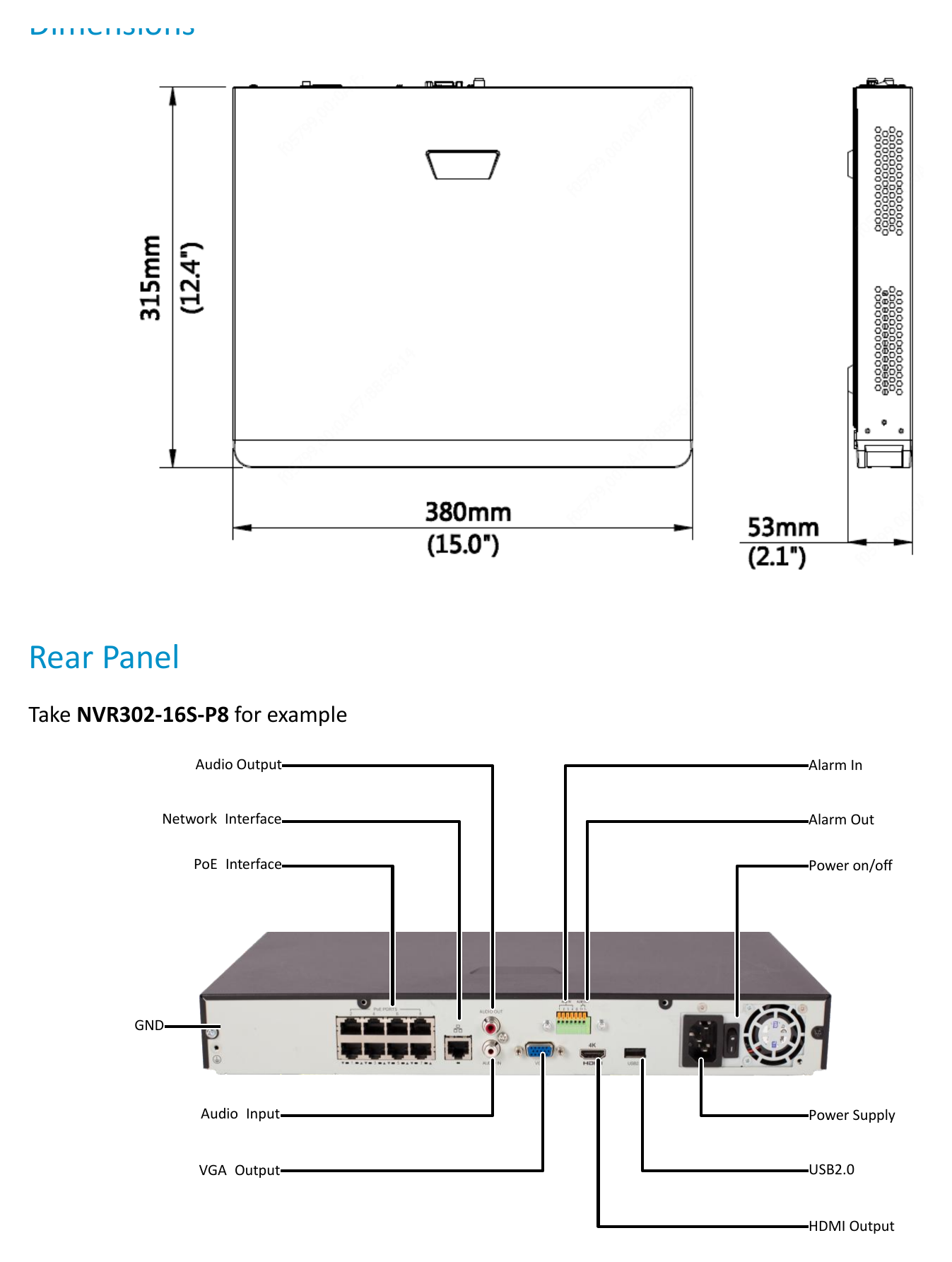 UNV-NVR302-S-P-SERIES 外形尺寸圖 詳見圖示｜Unit: mm