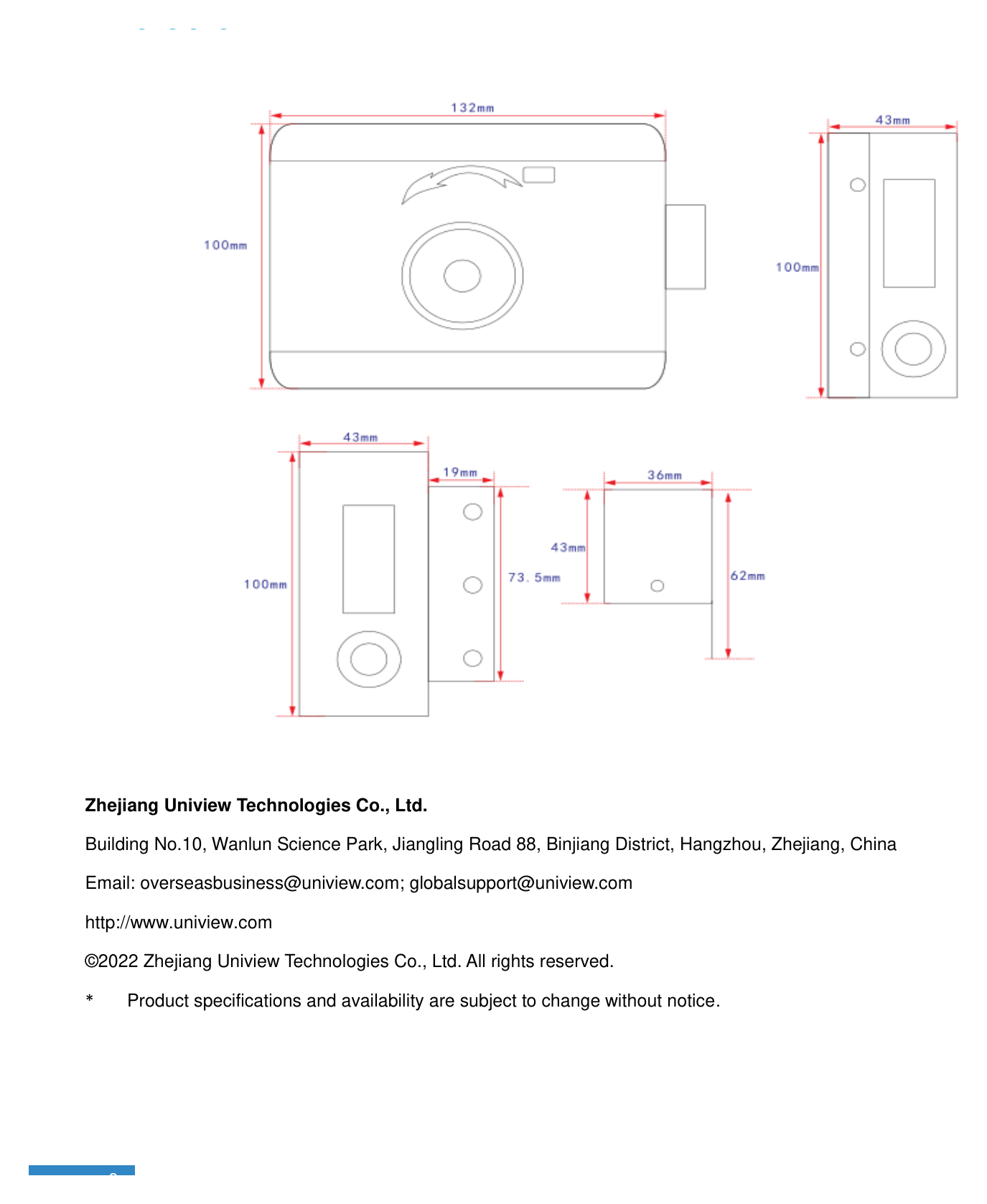 UNV-OEA-TL12-ELECTRIC-MOTOR-LOCK 外形尺寸圖 詳見圖示｜Unit: mm