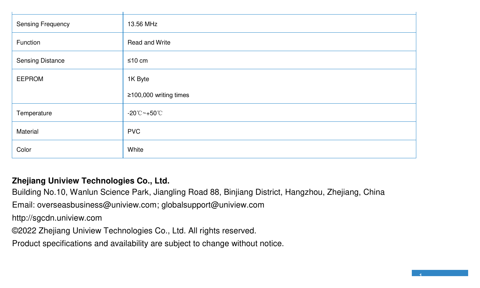 UNV-OEK-M11-IC-CARD-V1.00 外形尺寸圖 (85.5*54)±0.3mm｜Unit: mm