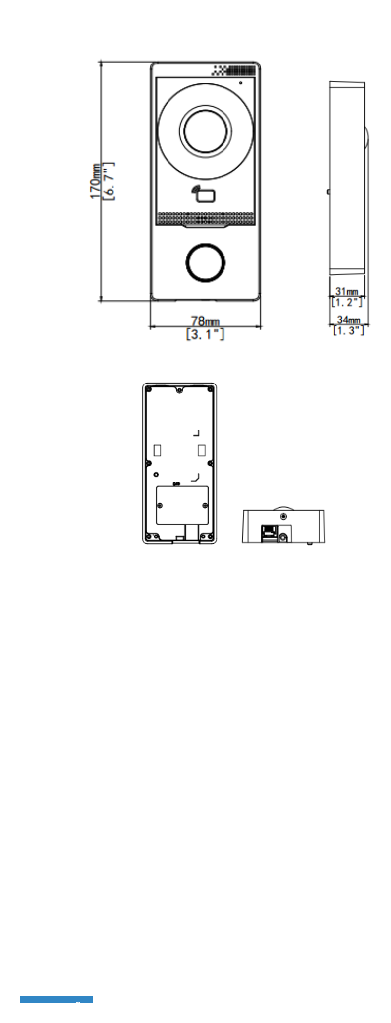 UNV-OEU-201B-HMK-W-VILLA-OUTDOOR-STATION 外形尺寸圖 詳見圖示｜Unit: mm