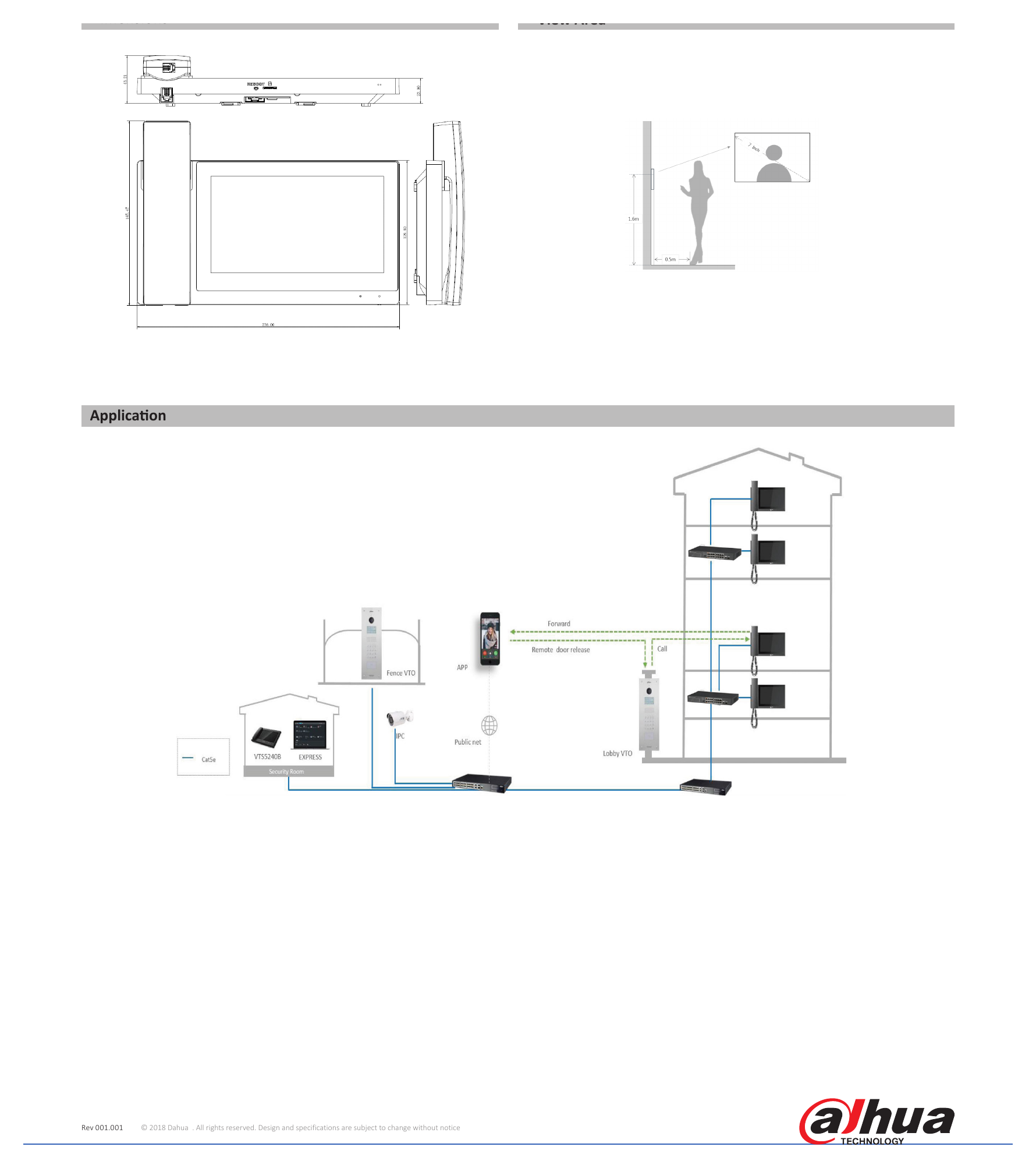 VTH5221E(W)-H 外形尺寸圖 View Area Application｜Unit: mm