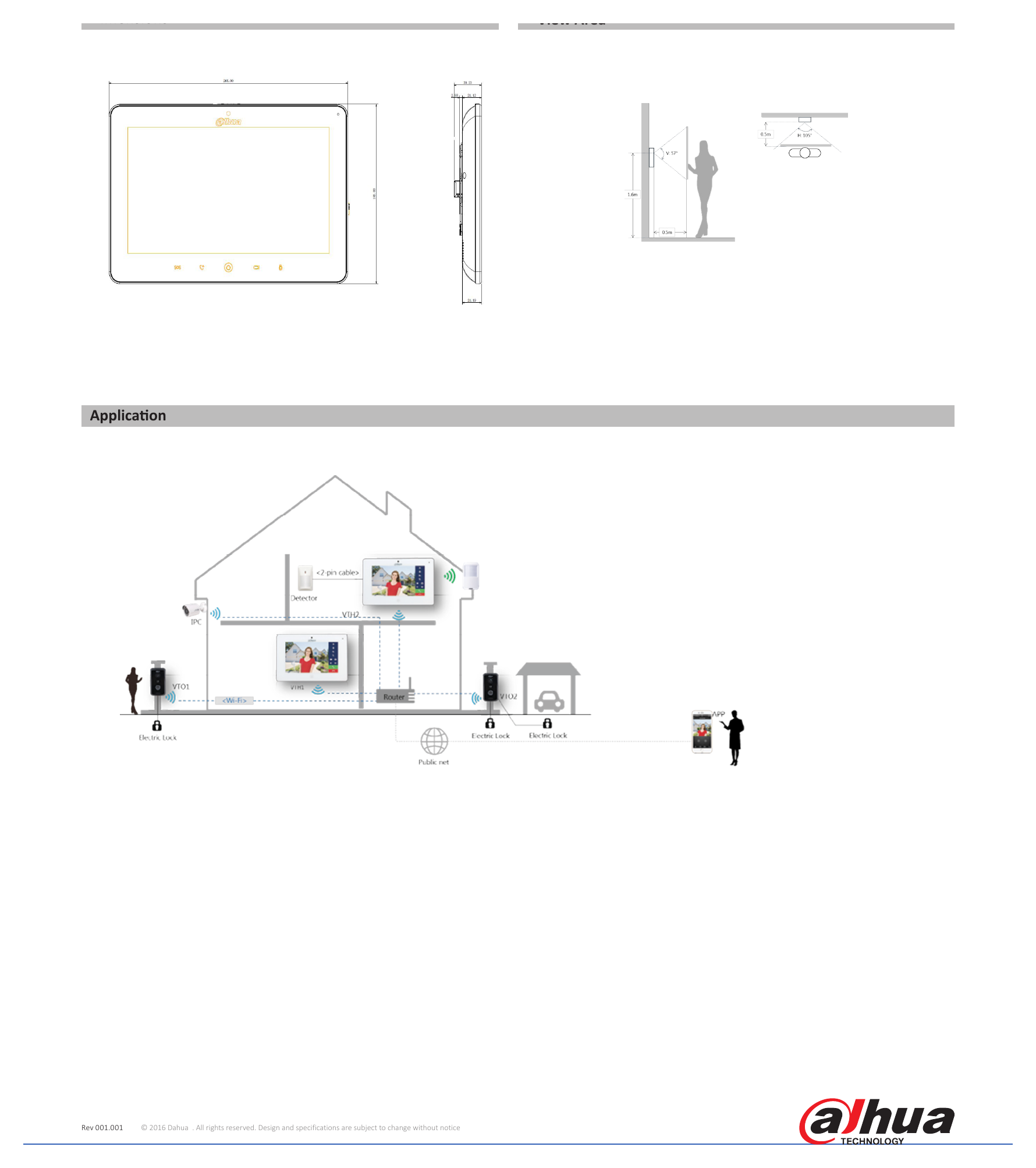 VTH5241DW 外形尺寸圖 View Area Application｜Unit: mm