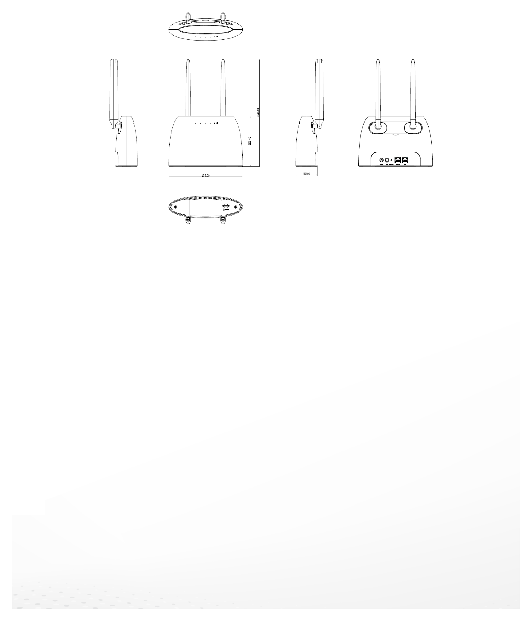 WR-AC12LTE 外形尺寸圖 233.9mm×151.4mm×40.3mm|Unit: mm