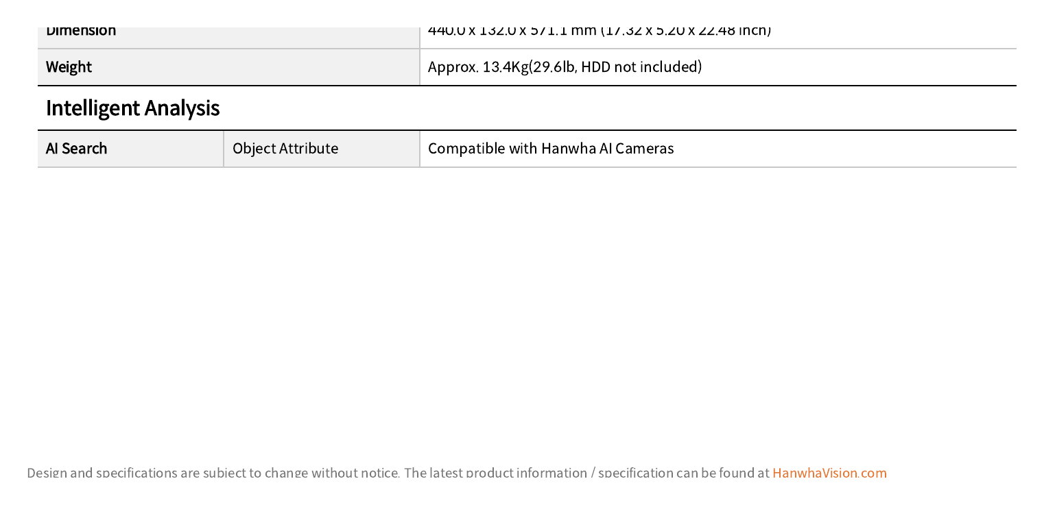 XRN-3210B4 外形尺寸圖 440.0 x 132.0 x 571.1 mm (17.32 x 5.20 x 22.48 inch)｜重量 Approx. 13.4Kg(29.6lb, HDD not included) Intelligent Analysis｜Un