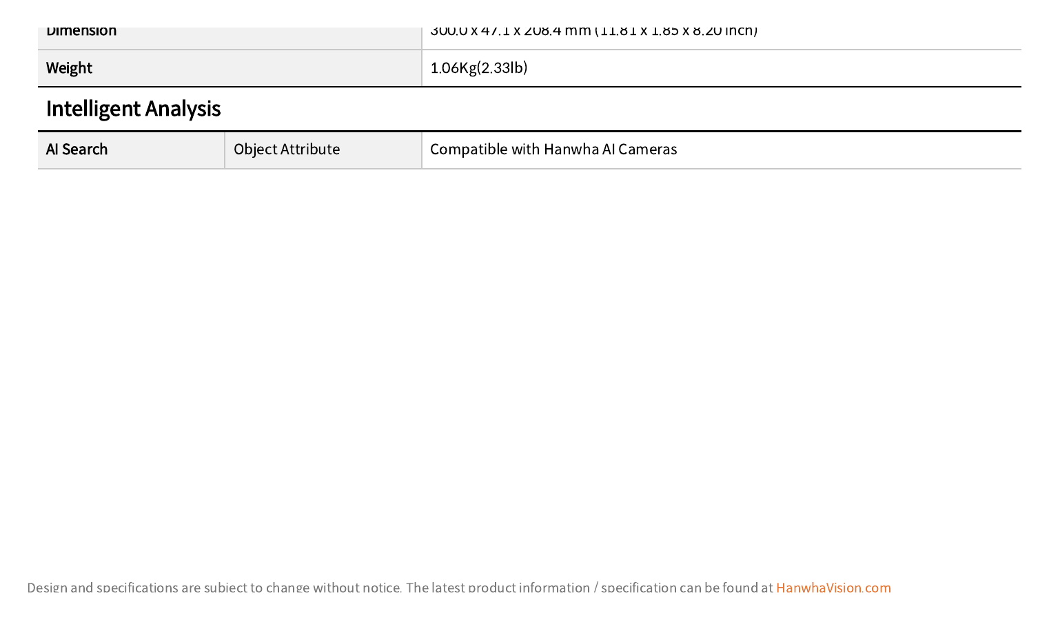 XRN-420S 外形尺寸圖 300.0 x 47.1 x 208.4 mm (11.81 x 1.85 x 8.20 inch)｜重量 1.06Kg(2.33lb) Intelligent Analysis｜Unit: mm